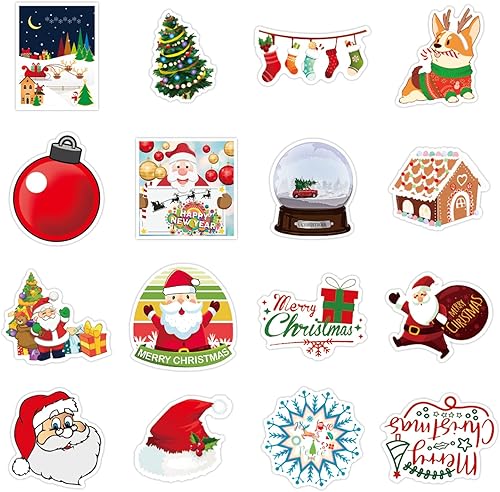 Miniatura 4 de Calcomanías navideñas para botella de agua, laptop, monopatín, coche, bicicleta, equipaje, guitarra, taza, bricolaje, árboles, regalos, parches de