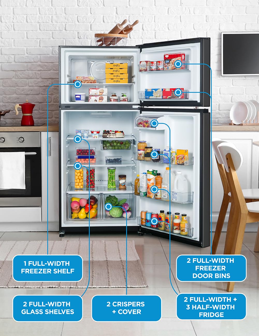 Commercial Cool 18 Cu. Ft. Top Mount Refrigerator With Freezer, 2-Door Refrigerator With Top Freezer And Adjustable Temperature Control, Ice Maker Ready, Energy Star Certified, Black on Fridge.com - View 4