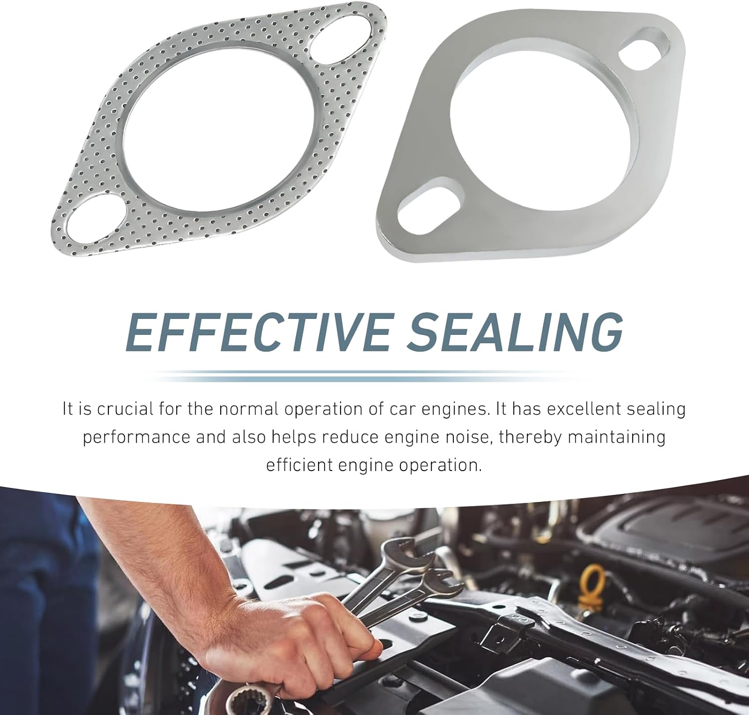 2 Bolt 2.5 inch/63.5mm Exhaust Flange Connection Kit, Stainless Steel Car Exhaust Flange Exhaust Gasket & Bolts Kit, 2.5 Inch 2 Bolt Exhaust Connection Repair Kit for 63.5mm OD Pipes