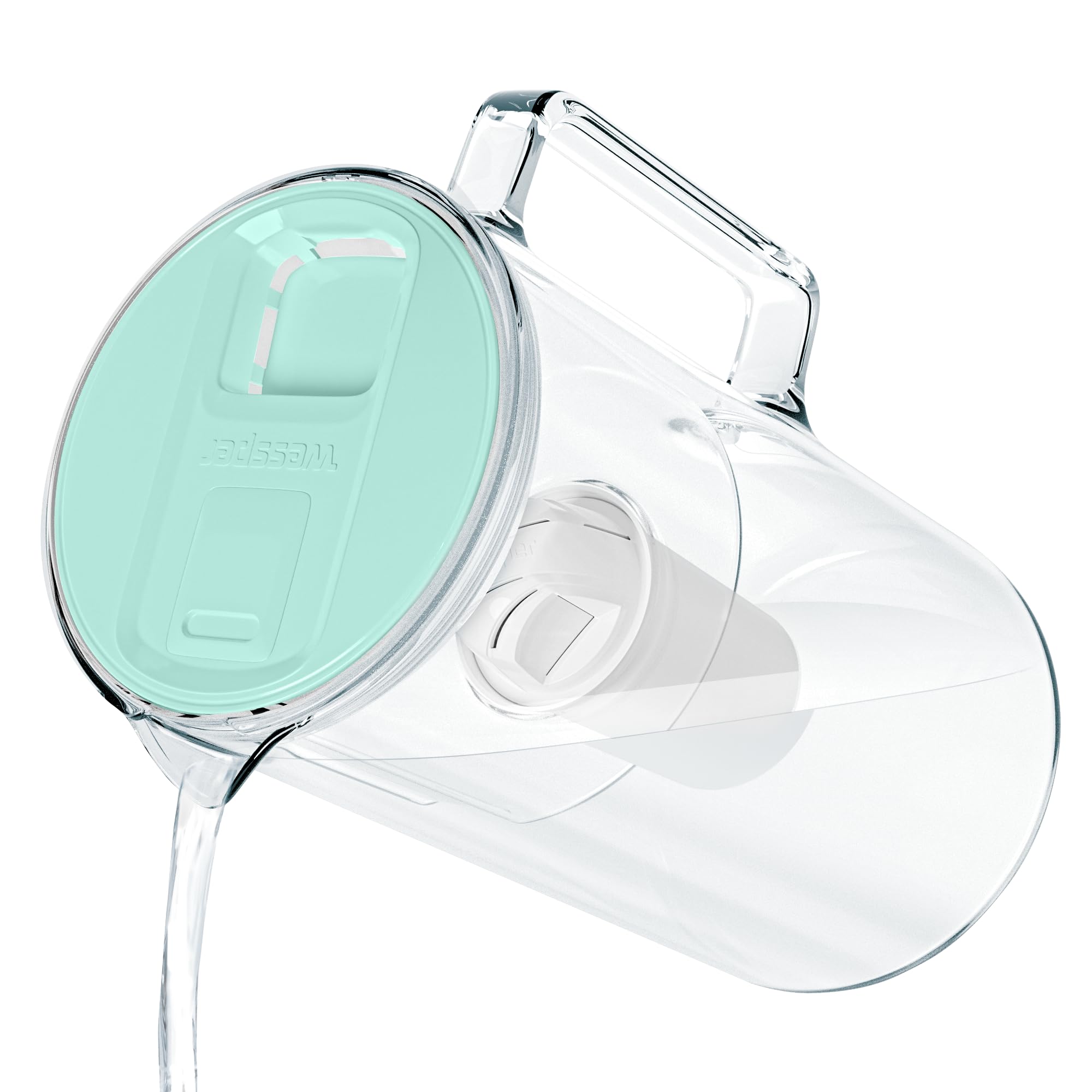 Wessper Jarra Filtradora de Vidrio con Contador LED de Agua 3 L | Compatible con el Filtro Brita Classic, Filtro de Agua que Reduce la cal y el Cloro | Jarra Filtrante + 1x Cartucho – Menta