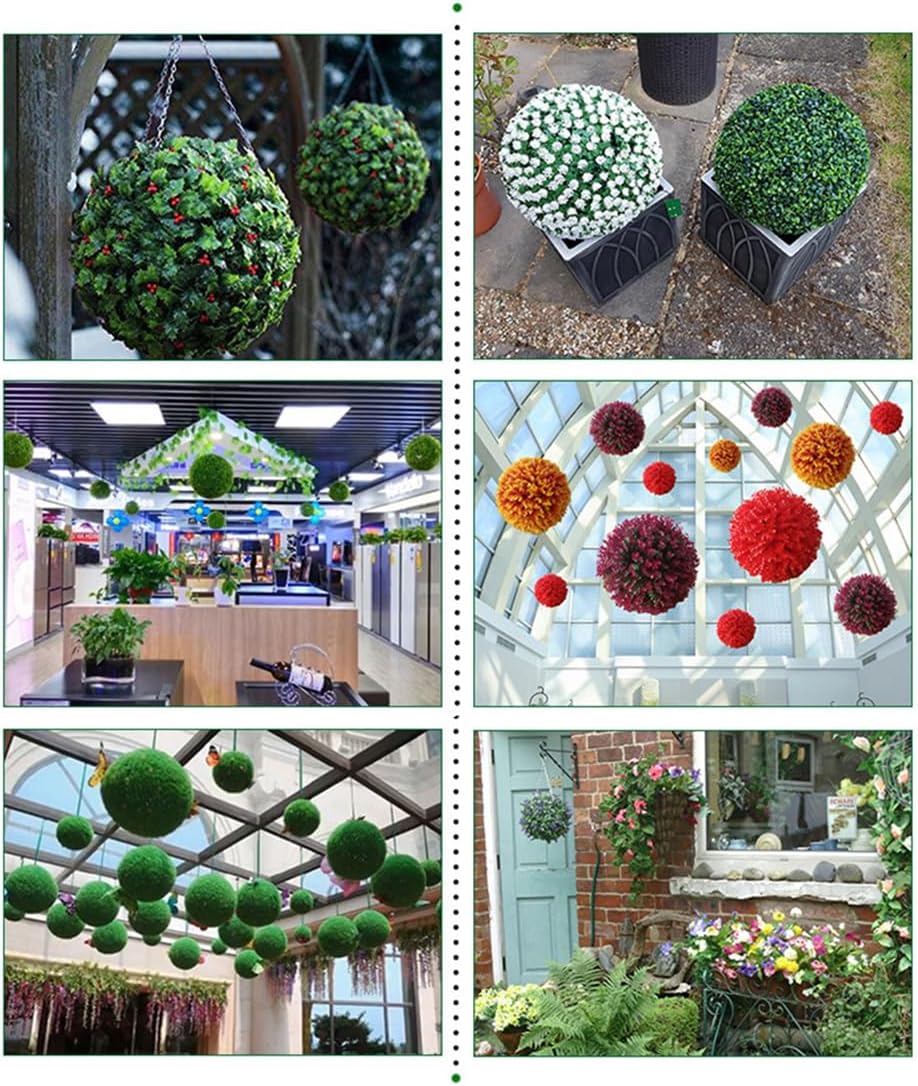 Foliage Plant Sphere Round Artificial Topiary Ball Garden Spheres Decorative Faux Boxwood Decorative Balls for Garden, Indoor and Outdoor Decor (Red,12.21inch/31cm)
