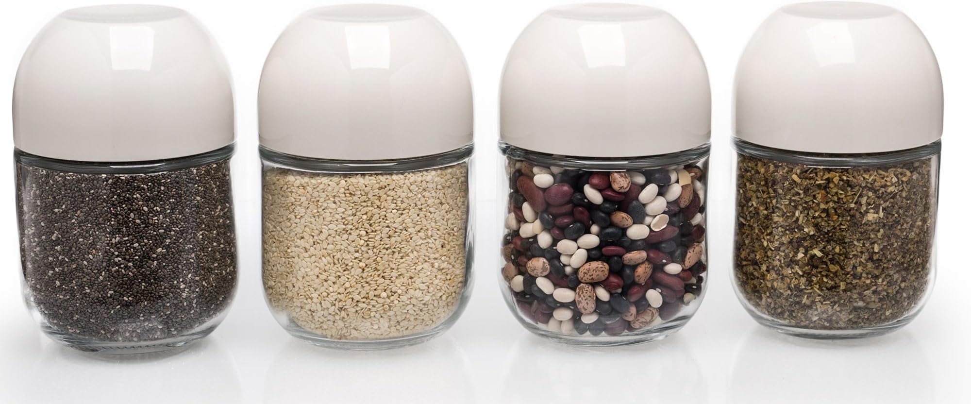 4 Pack Glass Jars - Airtight Lid for Fresher Food - Safe & Durable - includes Angled Measurement - Set of 4 Container Jars.