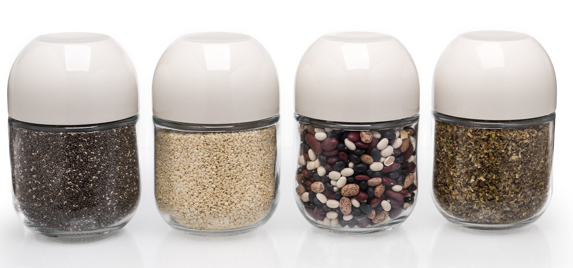 4 Pack Glass Jars - Airtight Lid for Fresher Food - Safe & Durable - includes Angled Measurement - Set of 4 Container Jars.