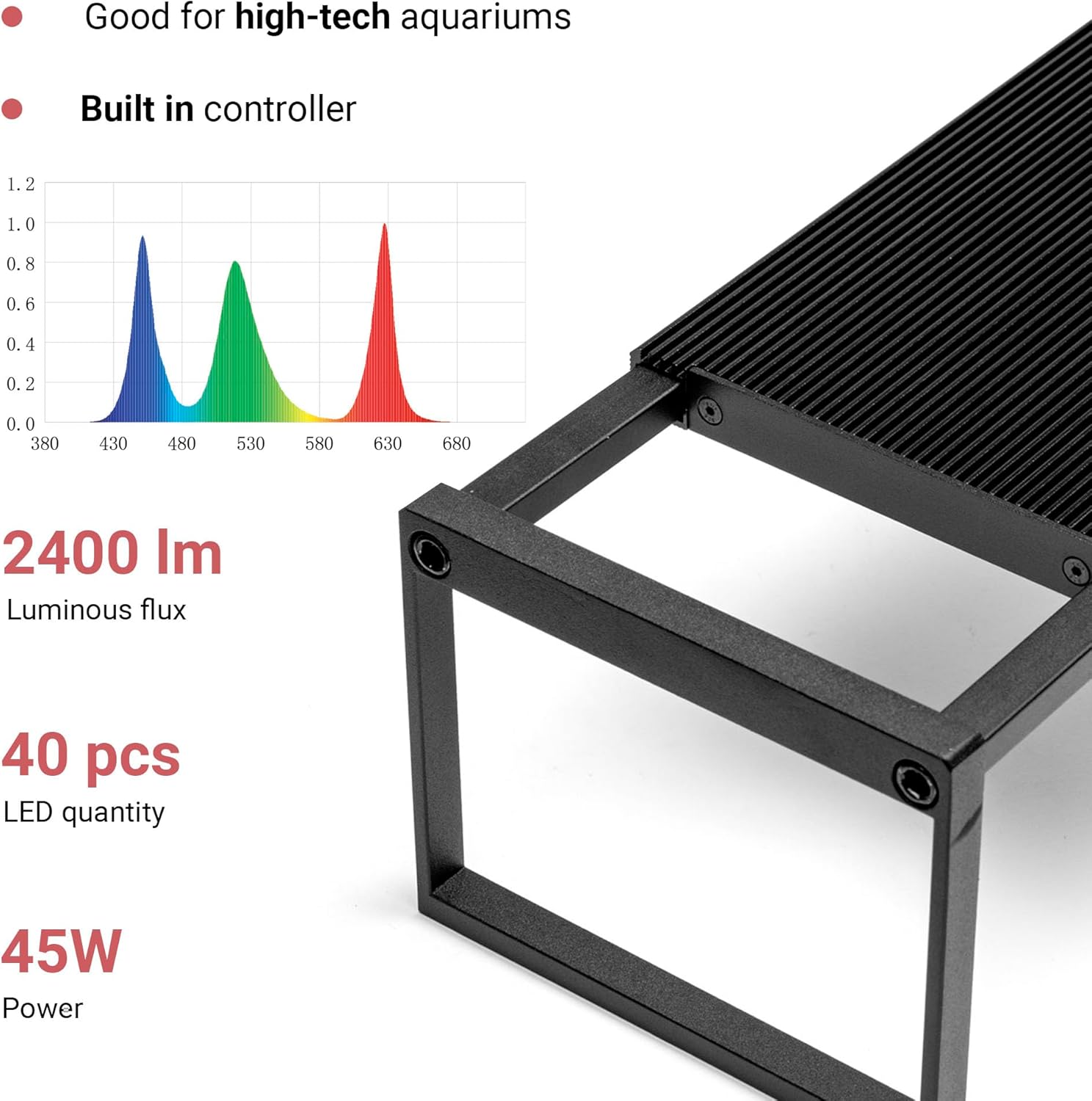 Chihiros WRGBII Slim Edition 60 - Full Spectrum Aquarium LED Light for Fish Tanks - High Intensity for Coral Reef & Aquatic Plant Display, Bluetooth App Control, Sunrise & Sunset Custom Modes - 60cm