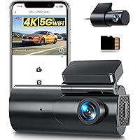 GKU Dash Cam Auto 4K+1080P, 5GHz WiFi Telecamera per Auto con Scheda SD 64G
