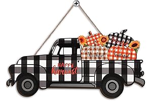 Vintage Happy Harvest Truck Sign, Fall Thanksgiving Decoration