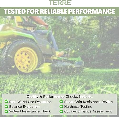 Vista 7 de Terre Products, paquete de 2 cuchillas para cortacésped de alta elevación, cubierta de 42 pulgadas, compatible con John Deere x300, D105, D125