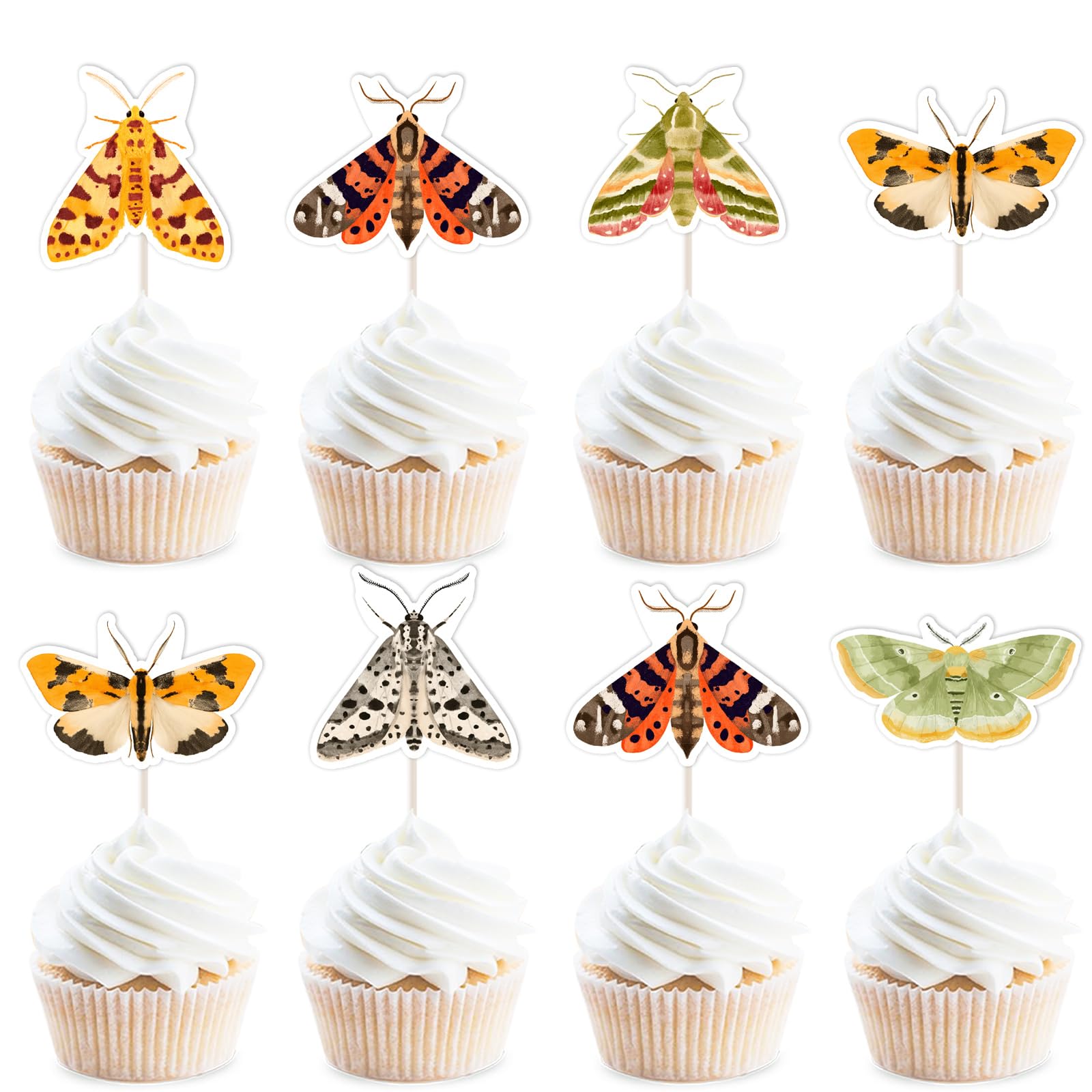 36 Pcs Moth Insect Cupcake Toppers Moths Theme Cupcake Picks