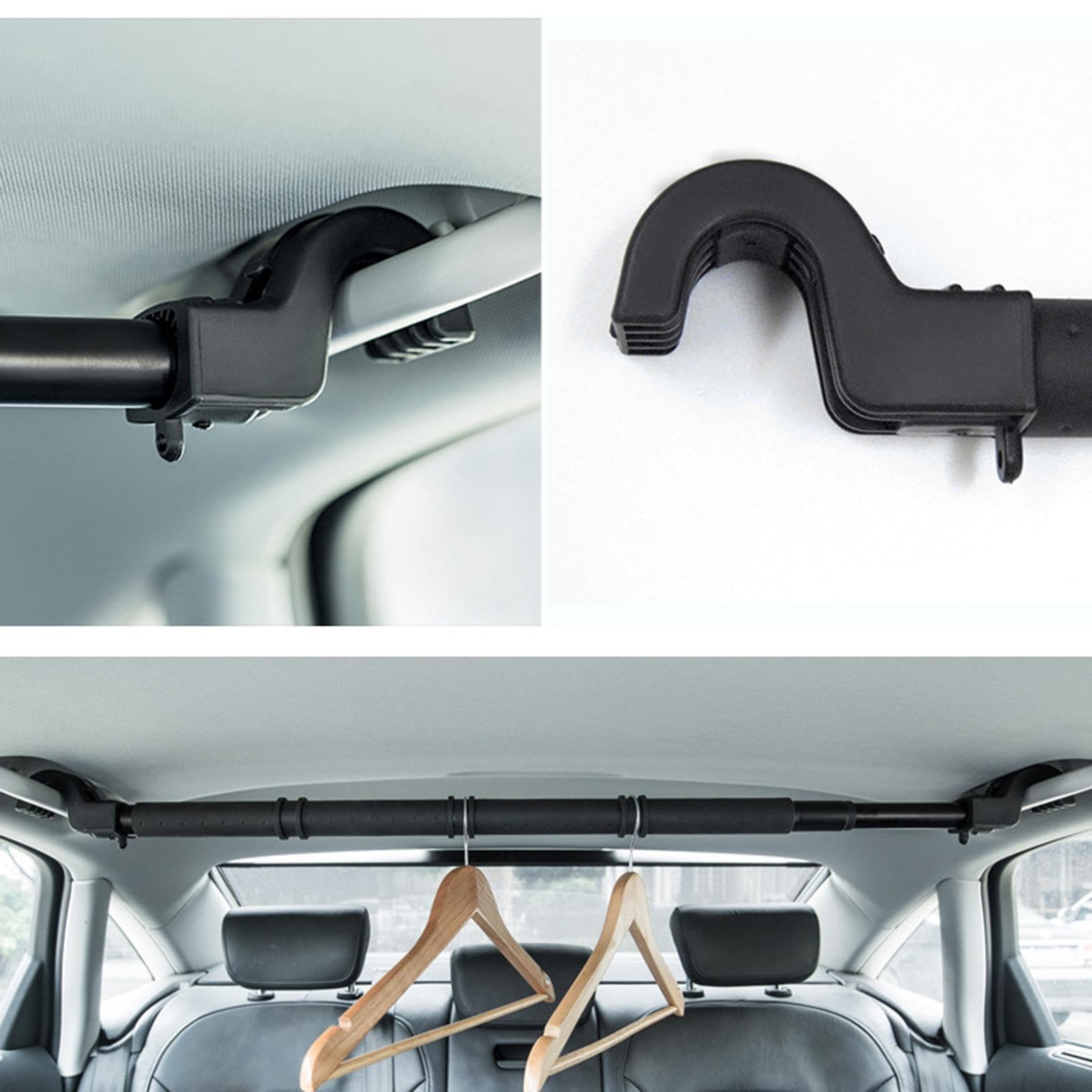 Barra Appendiabiti Versatile per Auto con Accessori espandibili per Le Vacanze, con Supporto Robusto, Antiscivolo e Resistente all'Usura, Ganci