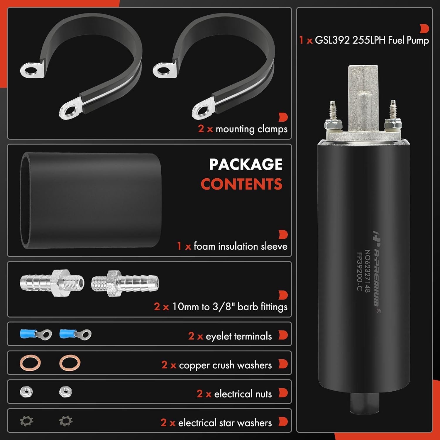 A-Premium Universal External Pump 255LPH High Pressure Inline Fuel Pump with Installation Kit - Image 4