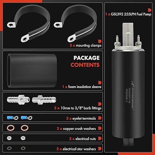 Miniatura 4 de A-Premium Bomba externa universal 255LPH Bomba de combustible en línea de alta presión (GSL392) con kit de instalación (400-939)
