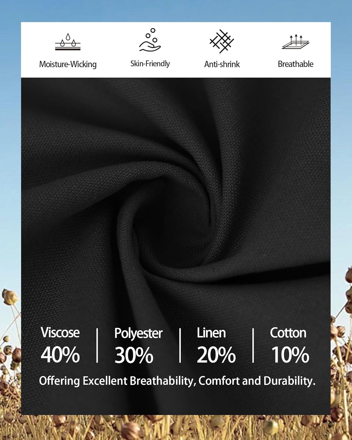 Men's Linen Casual Pants Loose Straight Elastic Suit Waist Drawstring Trousers Lightweight Beach Vacation Pants - Image 4