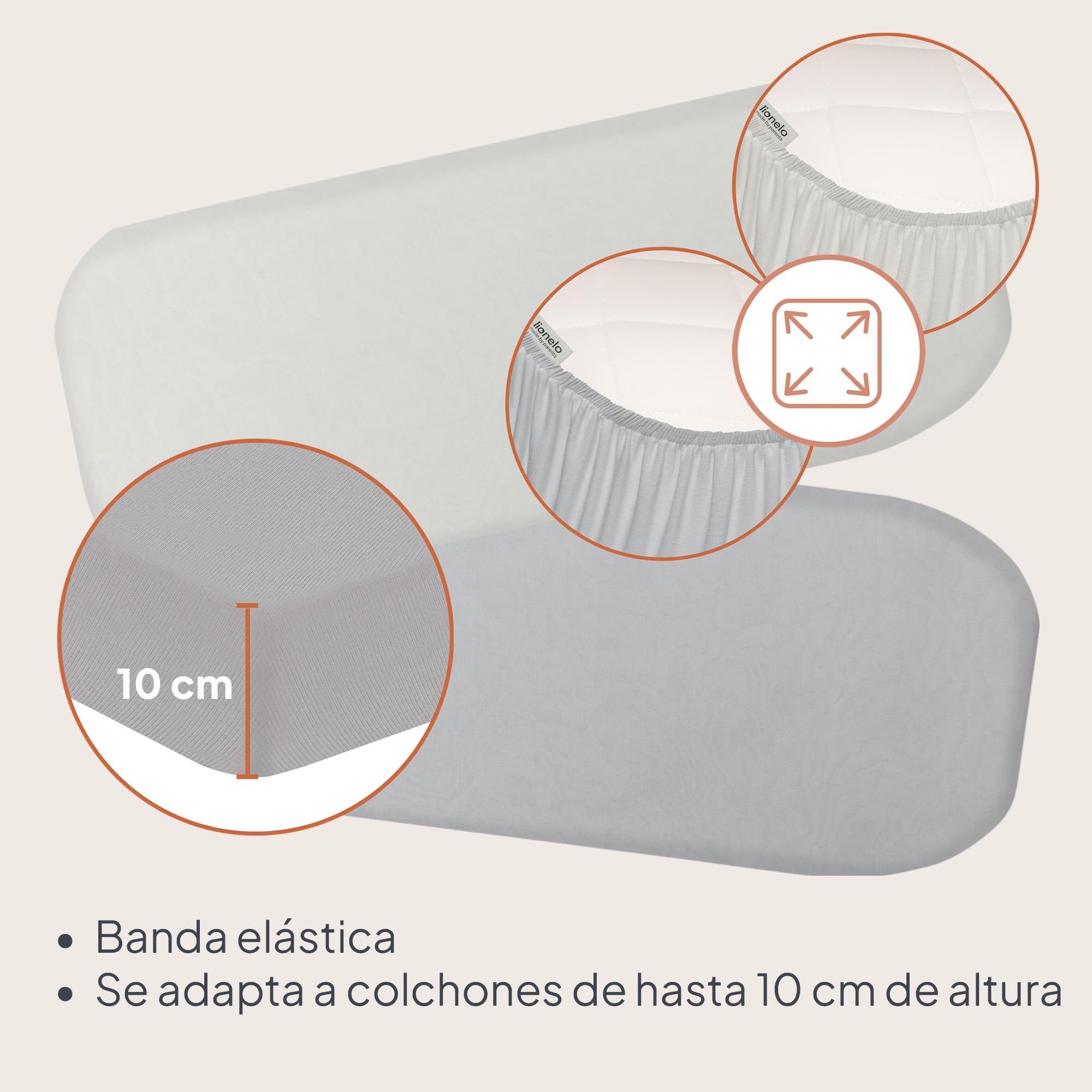 LIONELO Sábana Bajera de Bambú con Elástico 70x28 cm, Juego de 2 uds. Infantil, Capazo y Cuna, Material Natural, Transpirable y Suave, Agradable a la Piel, Bamboo Sheet