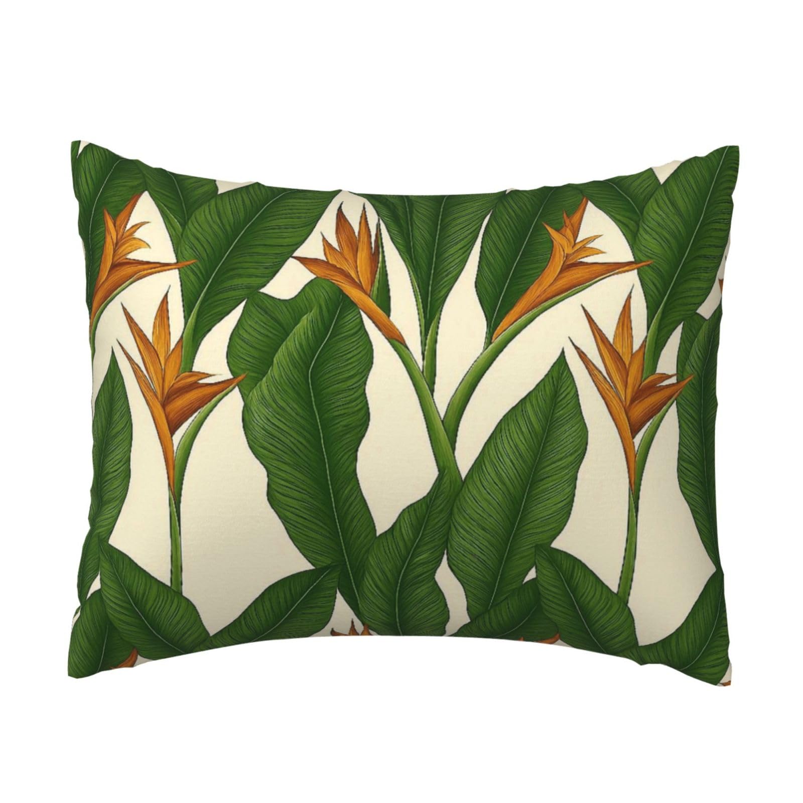 Green Banana Leaf Pillowcase Soft Plush with Zipper Decorative Pillowcovers 16x20 in