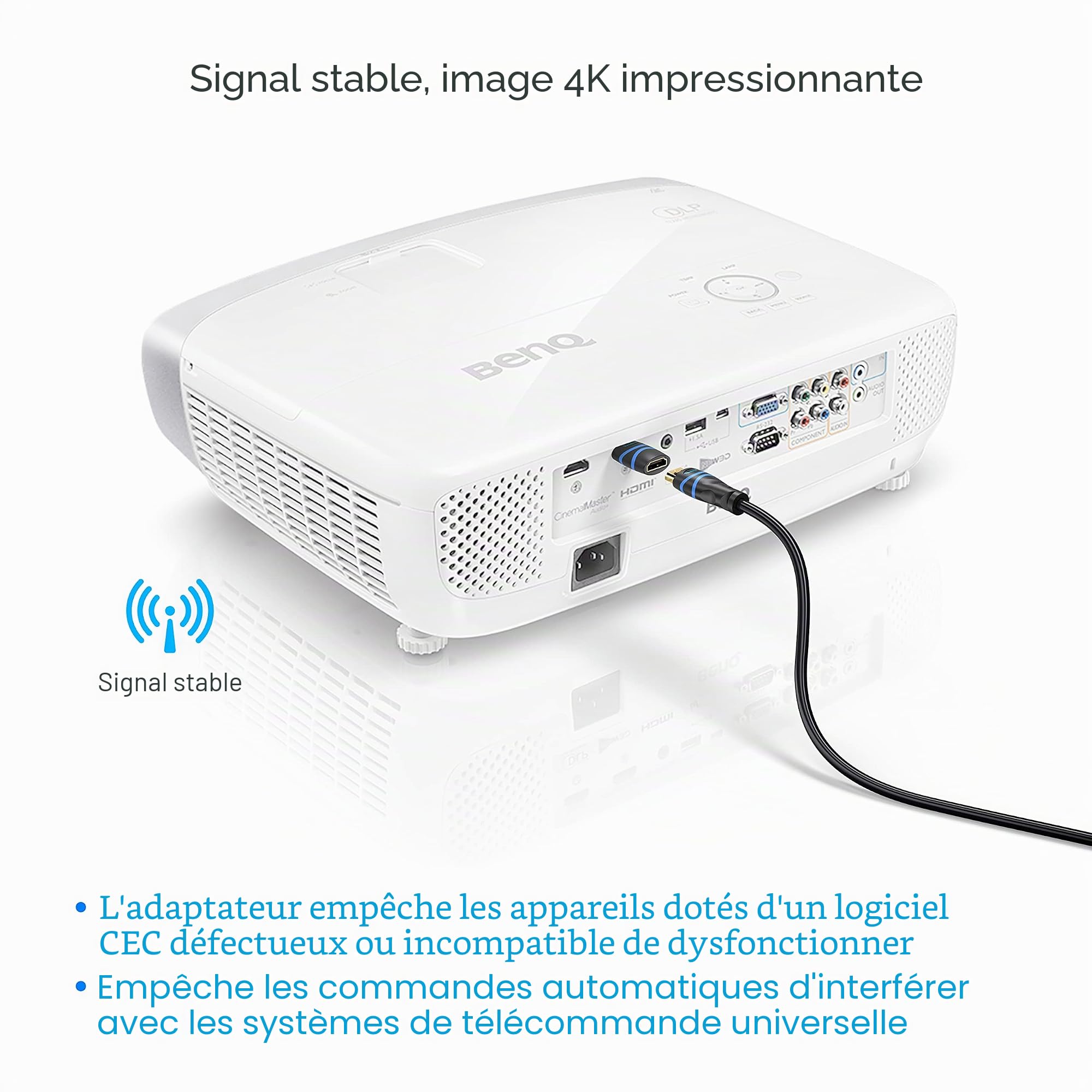 BlueRigger Adaptateur HDMI CEC 4K (UHD, Arc, 1080p, Ethernet) – Bloqueur HDMI CEC mâle vers Femelle, Compatible avec HDTV, TV Stick, Chromecast, Nintendo Switch, Xbox, PS3, Ordinateur Portable, PC,