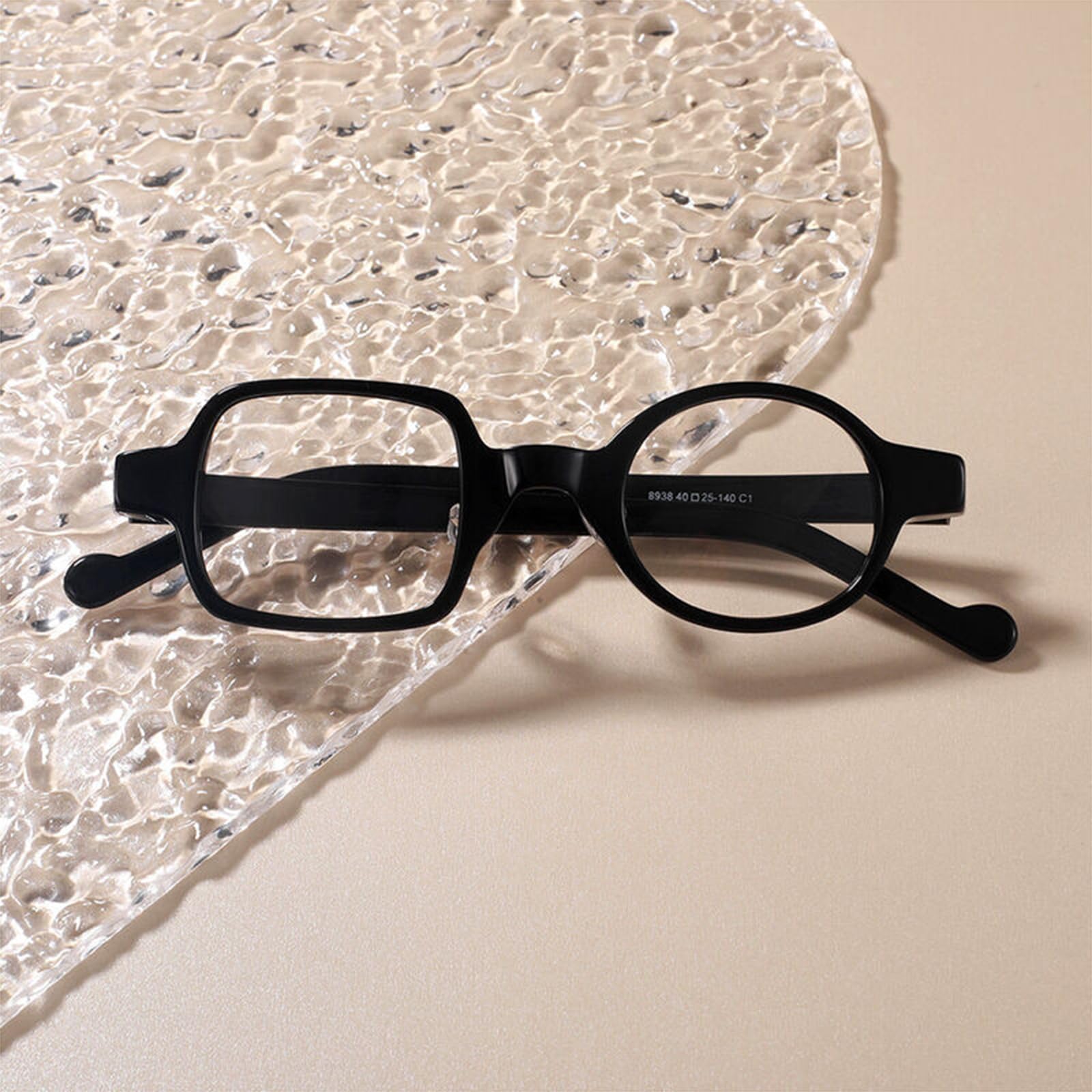 Occhiali da Lettura Presbiopia Irregolare Rotondo:Occhiali da vista Elijah Quadrati Tondi Unisex Acetato Frame Vintage con Anti Luce Blu Lenti Cerniera a Molla Occhiali Lettori