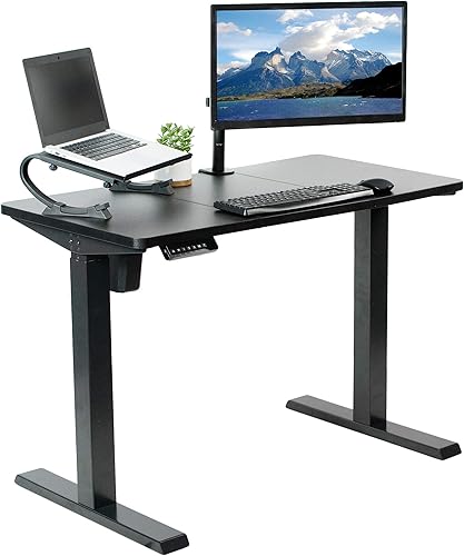 VIVO DESK-EB43TB - Escritorio eléctrico de pie de 43 x 24 pulgadas, mesa de 3 secciones con marco, estación de trabajo de pie ajustable en altura