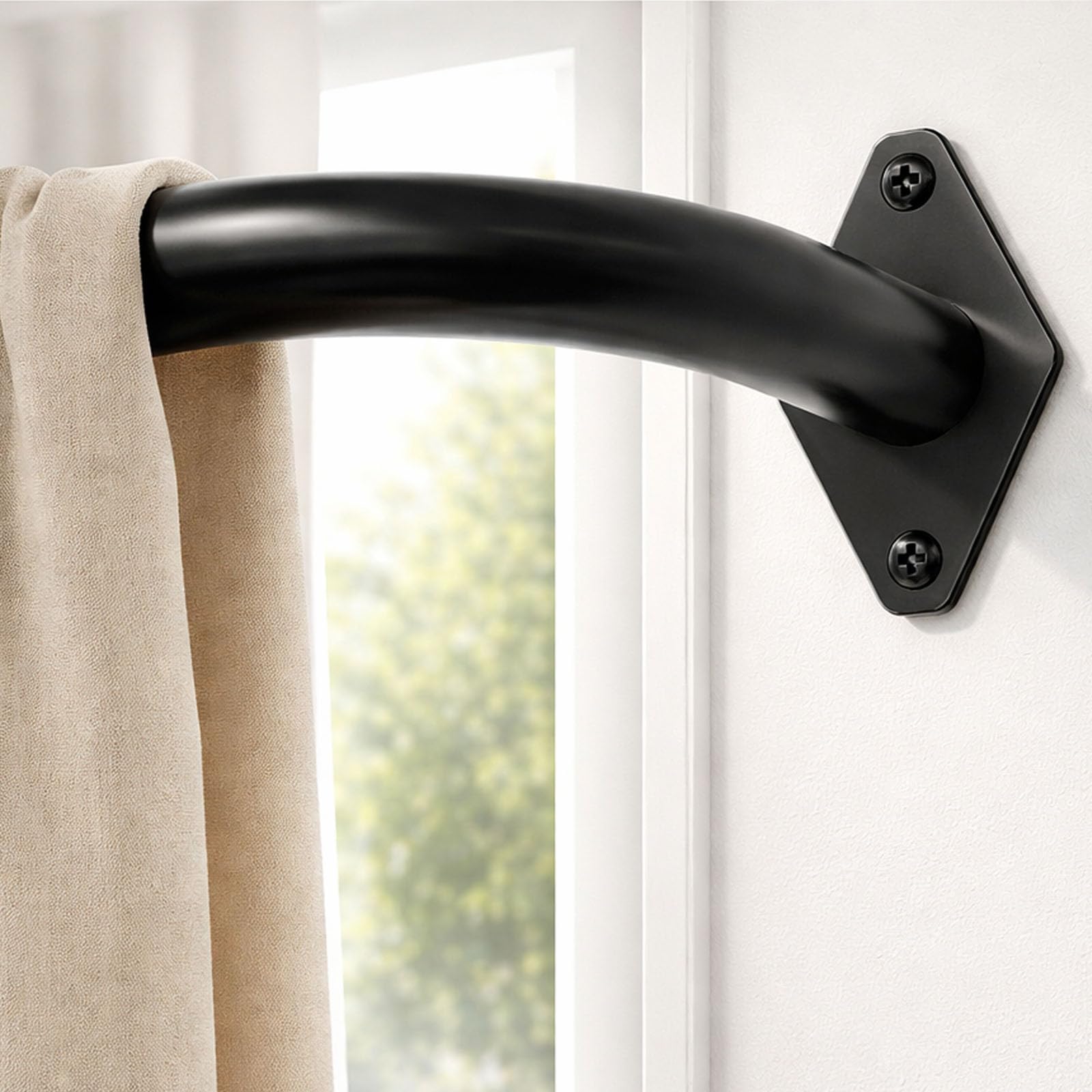 Photo 1 of Rodzwin Blackout Curtain Rod, 48"-90", Black