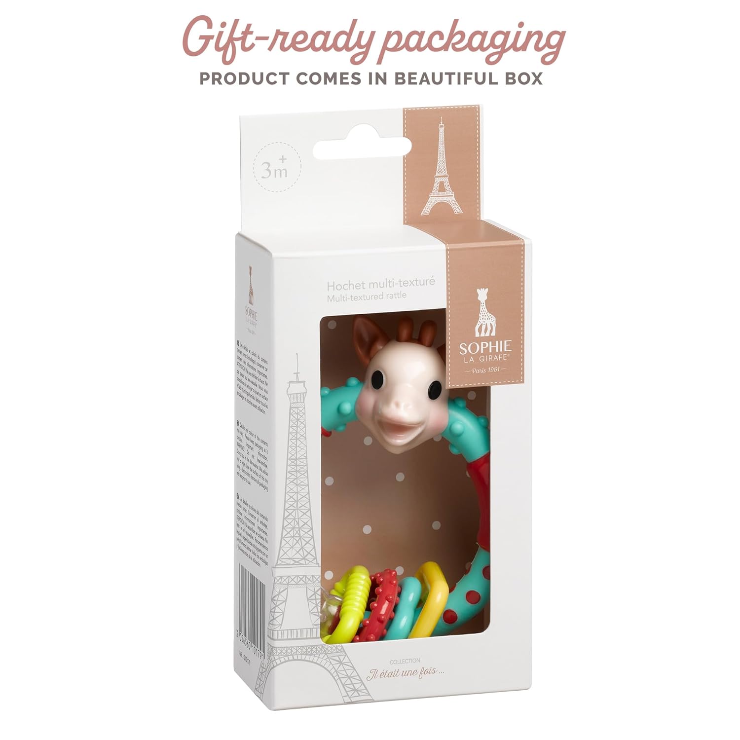 Sophie la girafe Multi-Textured Rattle | Light & Easy to Grasp | Awaken All 5 Senses