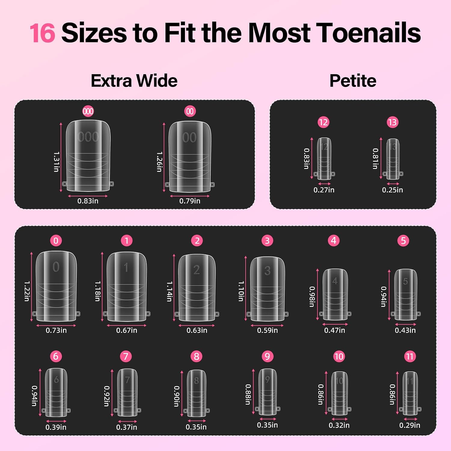 Poly Gel Toenail Kit, EBANKU 3 Color Clear Pink White Poly Extension Nail Kit for Toes, 16 Sizes Toenail Dual Forms, Nail Starter Kit for Gel Toe Nail Extensions with Clips, File, Brushes
