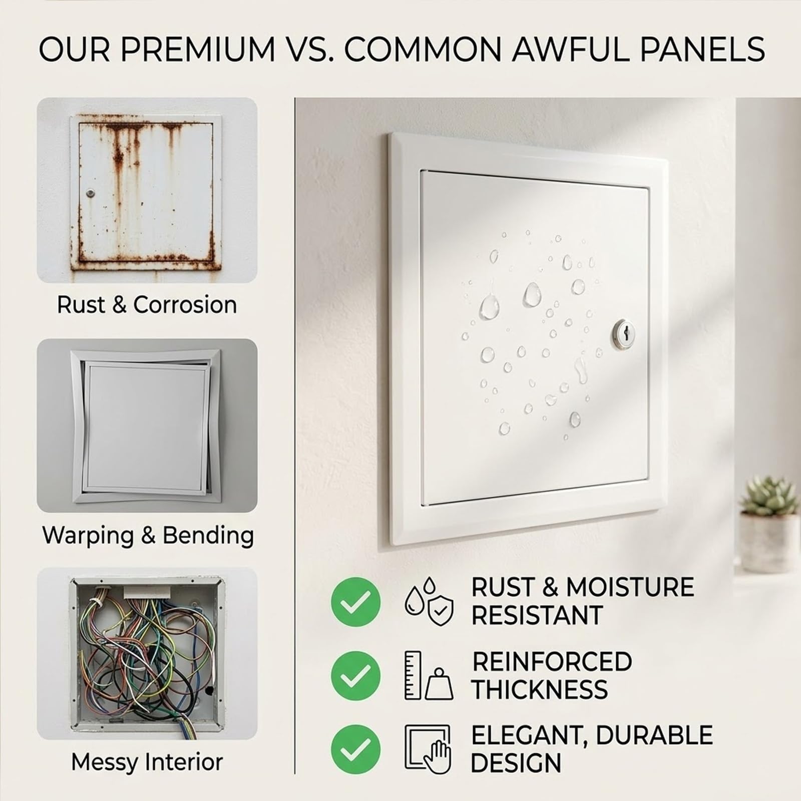 Panel z płyty gipsowo-kartonowej na ścianę i sufit, aluminiowe drzwi inspekcyjne, 200 x 200 mm, idealny do instalacji wodno-kanalizacyjnych i dostępu do prądu,