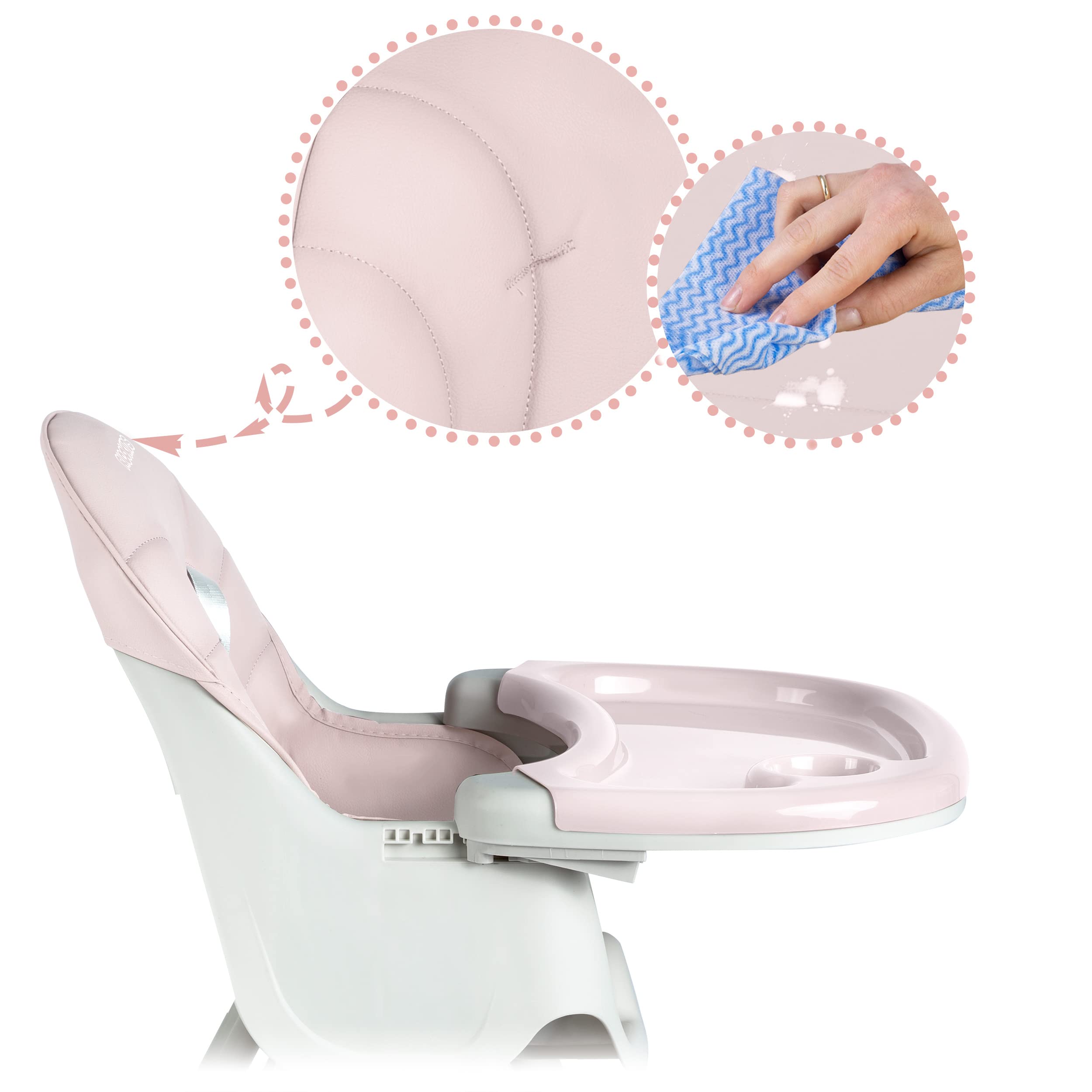 Trona de bebé Milo con mesa (rosa)