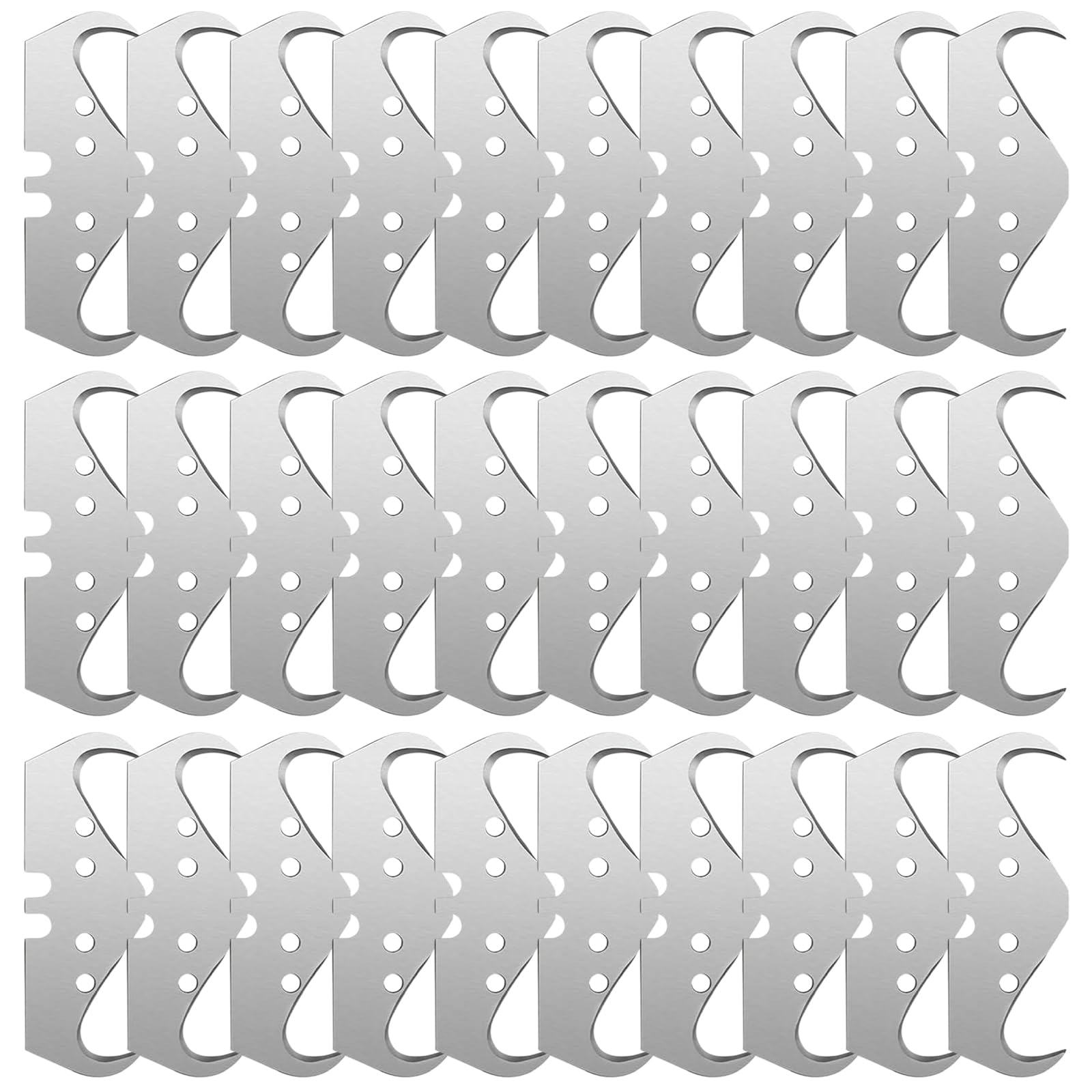 VOBOR 30 Pieces Blades with Replacement Hooks, Hook Blades with Drilling, SK5 High Carbon Steel, 0.6 mm Thickness, for Cutting Carpets and Vinyl