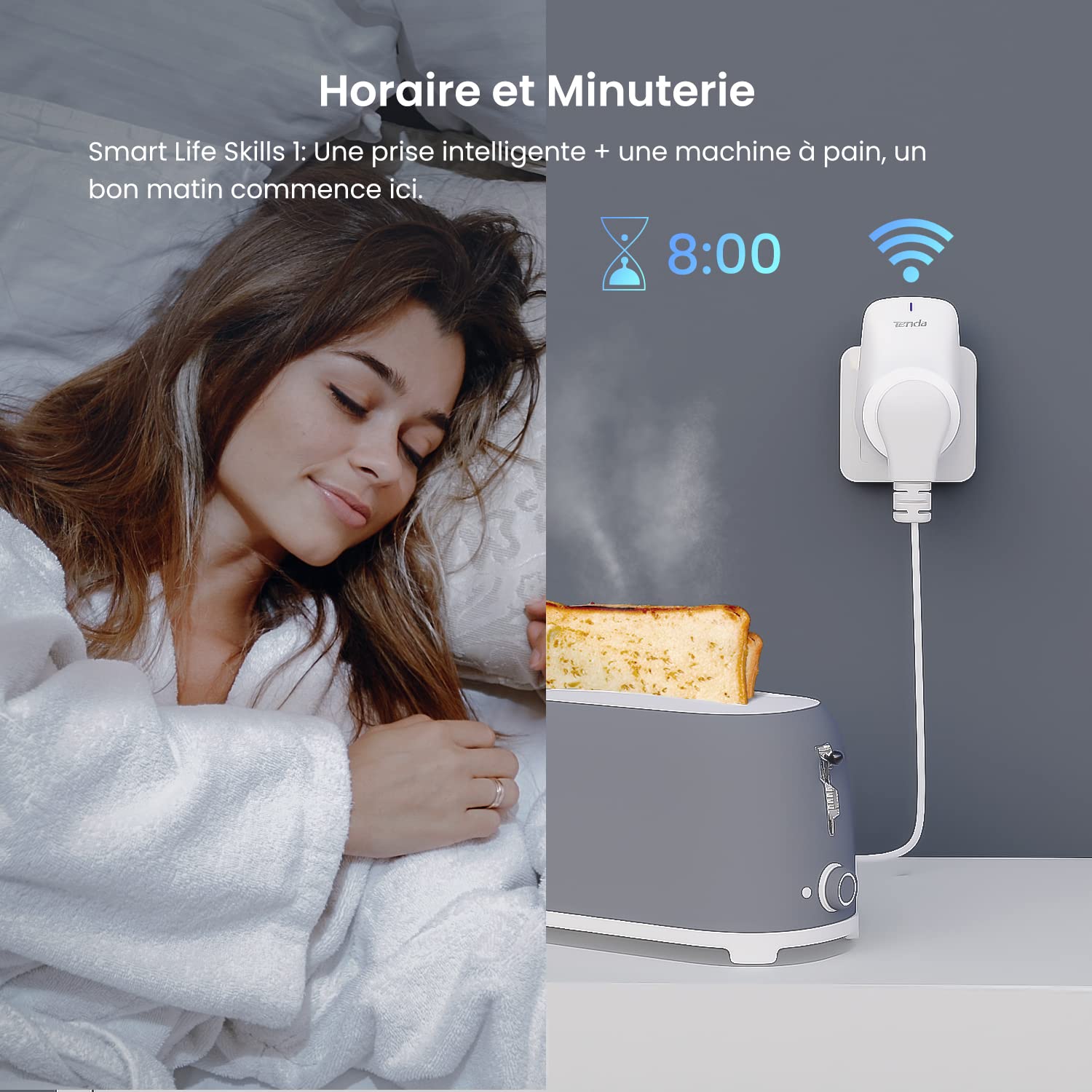 Tenda Beli SP9 Prise Connectée Intelligente, Prise Wifi Connectée Compatible avec Amazon Alexa Echo et Google Home, Contrôle à Distance, Conçue pour la Sécurité des Enfants(Pack de 4) Blanc