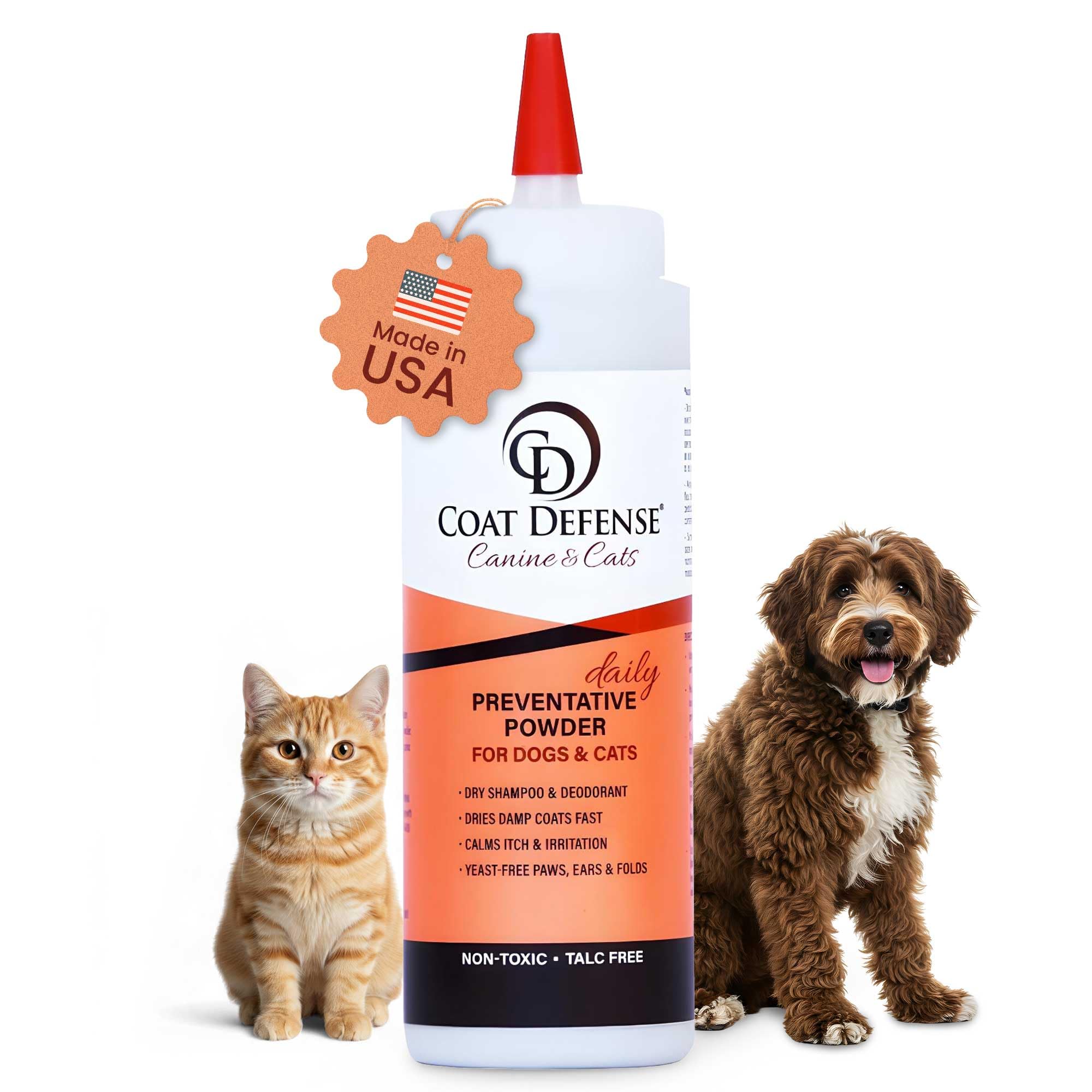 Coat Defense Daily Preventative Powder for Dogs and Cats | Anti-Itch Powder, Odor Control | Talc-Free, Non-Toxic Coat Defense for Dogs | 9 oz