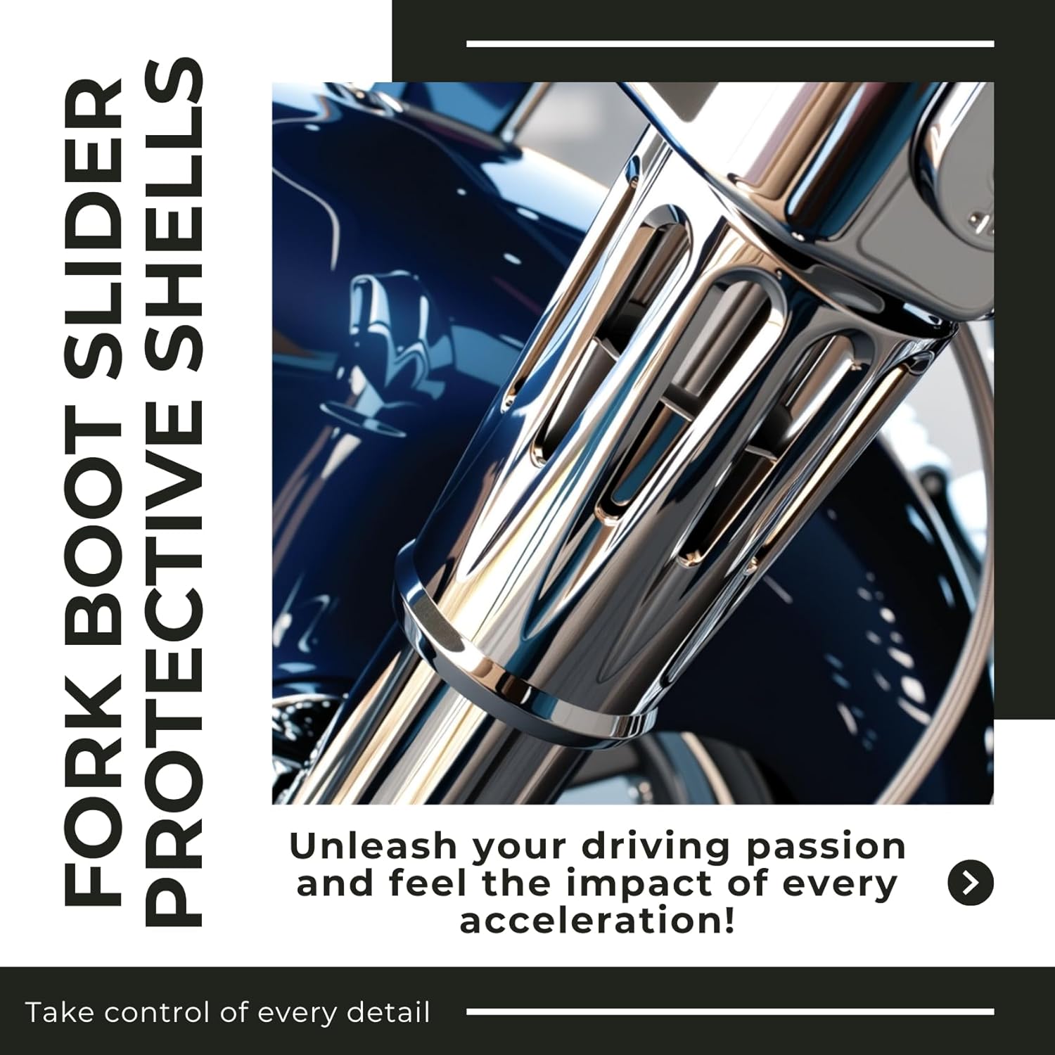 Chrome Upper Fork Slider Covers Fork Boot Slider Protective Shells COW Bells for Harley Touring Street Glide Road Glide Electra Glide Road King Tour Tri Glide Ultra CVO 1984-2019