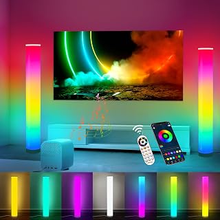2-Pack RGB Corner Floor Lamp for Living Room APP Smart Music Sync Color Changing LED Lights Bedroom Colorful Decoration Lamp Soft Mood Lighting Dimmable with Remote Control