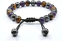 Vista 3 de Pulsera de cesación de fumar Amazing Gemstone - Pulsera de ayuda para dejar de vapear - Juego de pulsera de hematita, ojo de tigre y amatista