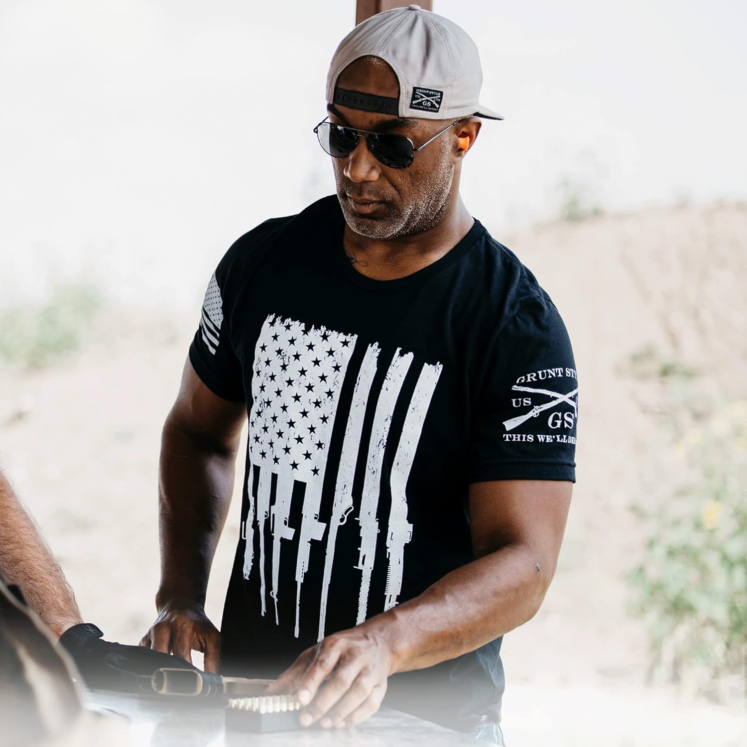 Grunt Style Rifle Flag Men's T-Shirt - Image 2