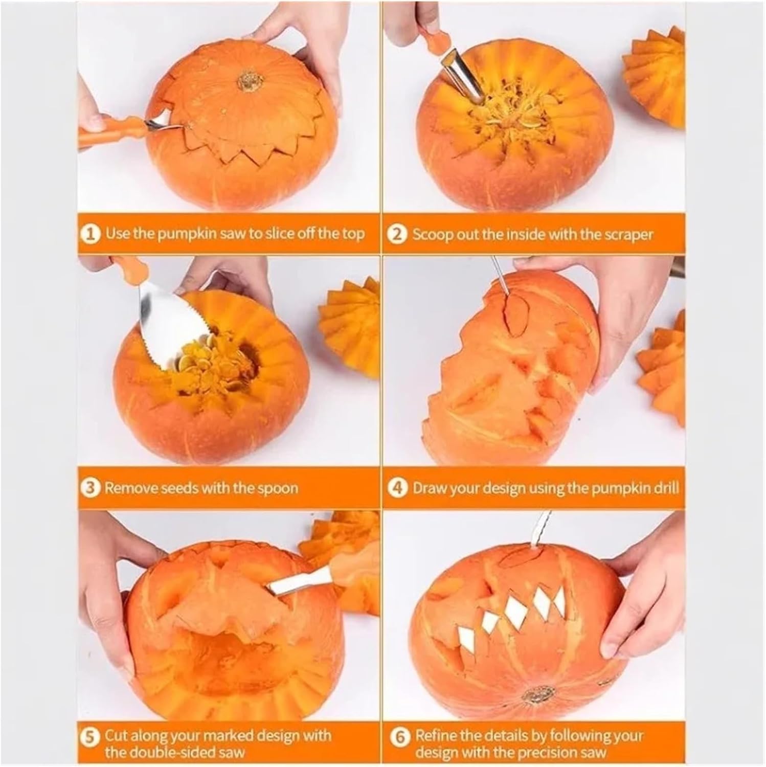 11pcs/Set Of Stainless Steel Pumpkin Carving Tools DIYHalloween Hand Knife(2set)