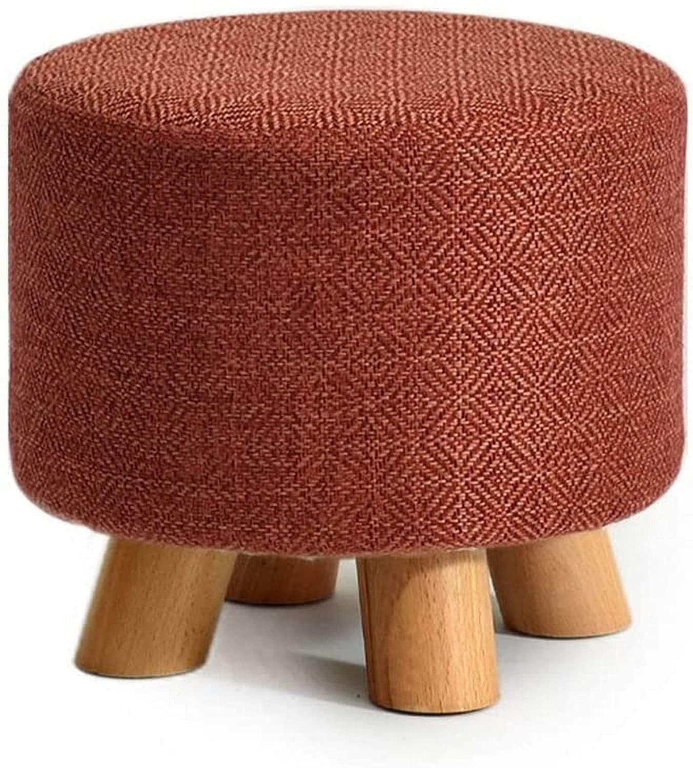Taburete redondo tapizado de madera maciza para zapatos y salon