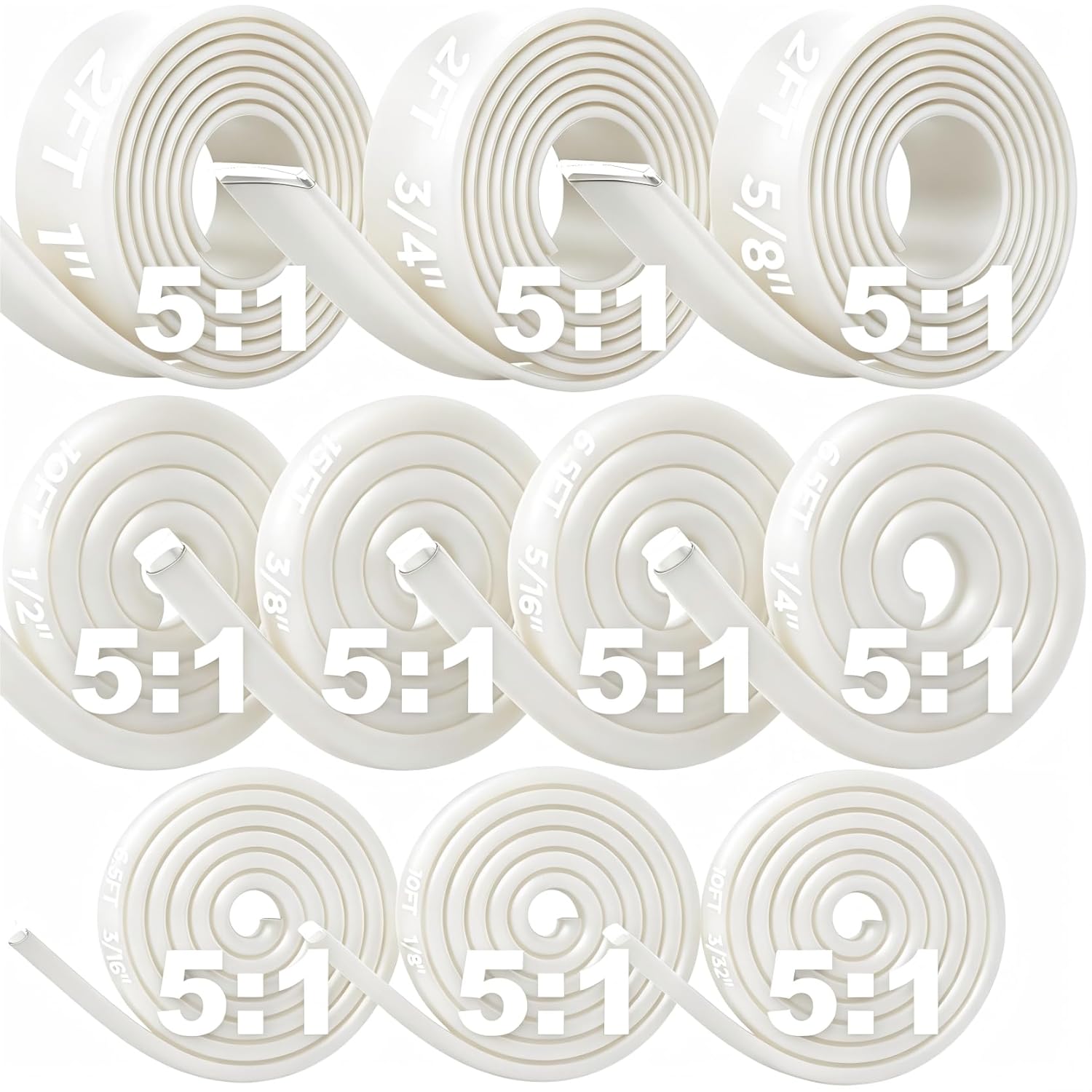 10 Size 5:1 Heat Shrink Tubing Roll Kit, 70.5Ft Dual Wall Marine Grade Waterproof with 5:1 Ratio Adhesive Lined, Heatshrink Wrap Industrial Electrical Tube Assortment for Automotive Marine, DIY Repair