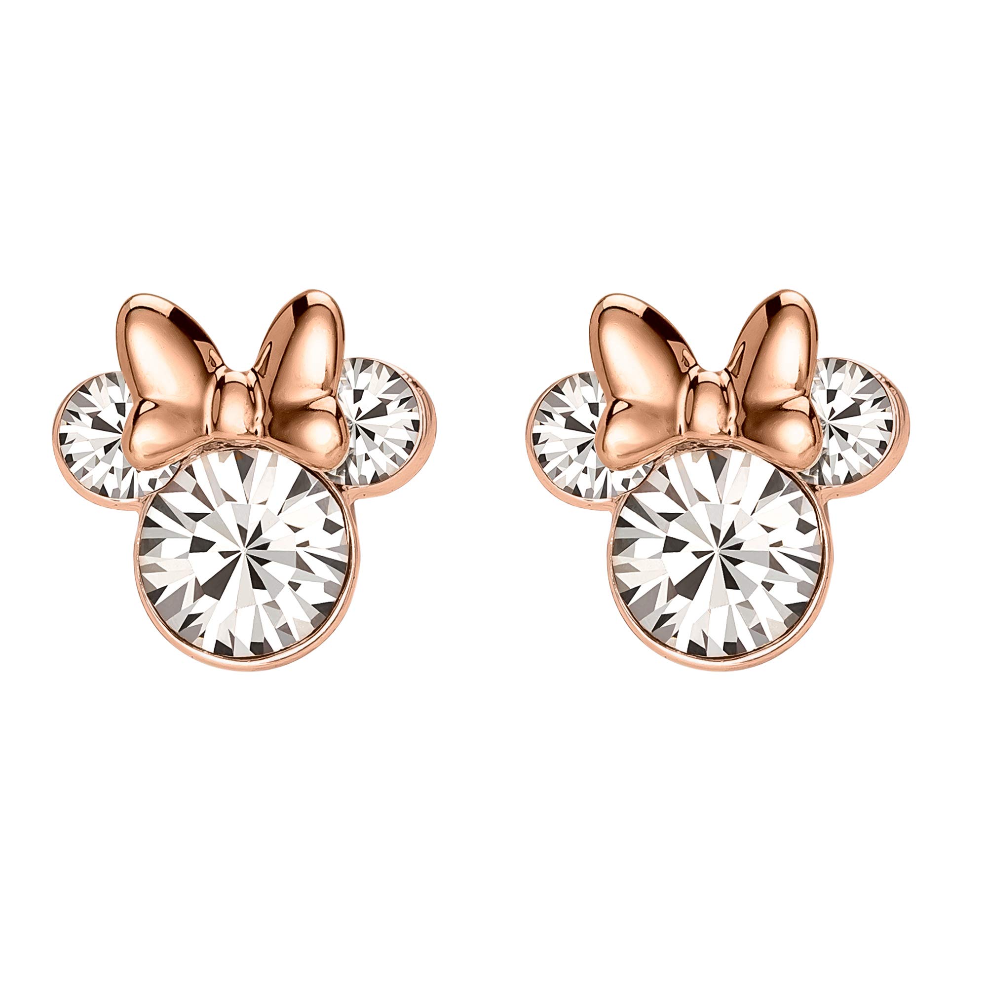 Disney Minnie Mouse Damen-Ohrstecker, Sterling-Silber 925 Zirkonia und rote Emaille-Schleife