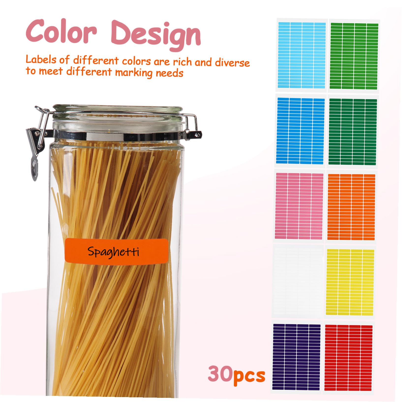 30 fogli Etichette Adesive Colorate per Scaffali e Bidoni Facili da Scrivere Adesive Resistenti per Organizzazione Casa Ufficio e Scuola Etichette per Barattoli e Raccoglitori