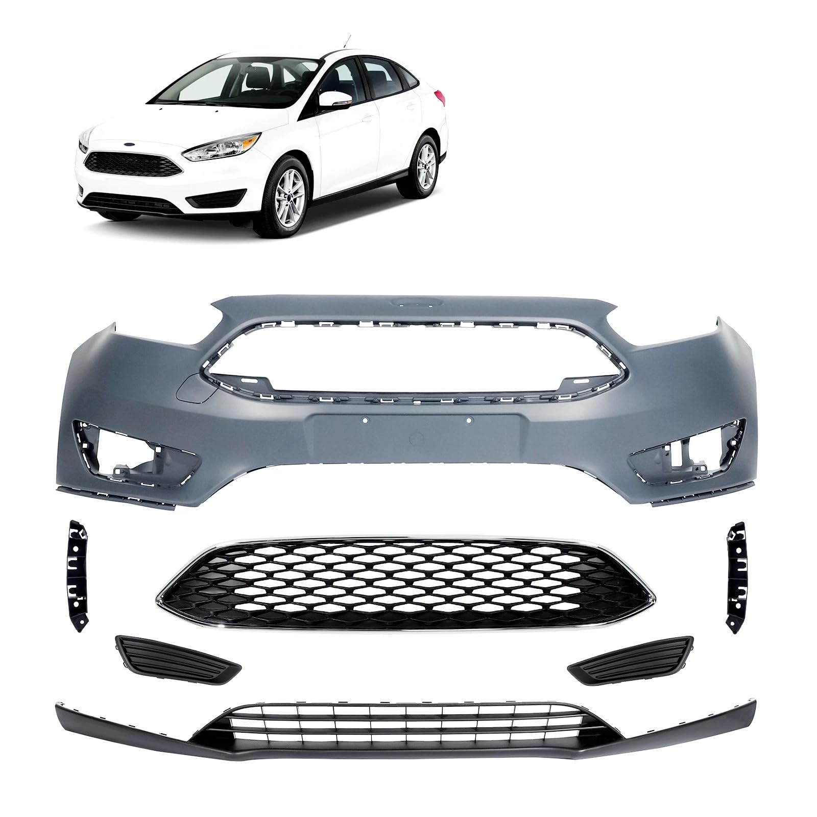 Amazon.com: Front Bumper Cover Full Kit FOR Ford Focus 2015 2016
