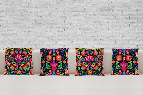 Miniatura 7 de Nepnuser Juego de 4 fundas de almohada de 18 x 18 pulgadas, Día de los Muertos mexicano, decoración del Día de los Muertos para cama, sofá,