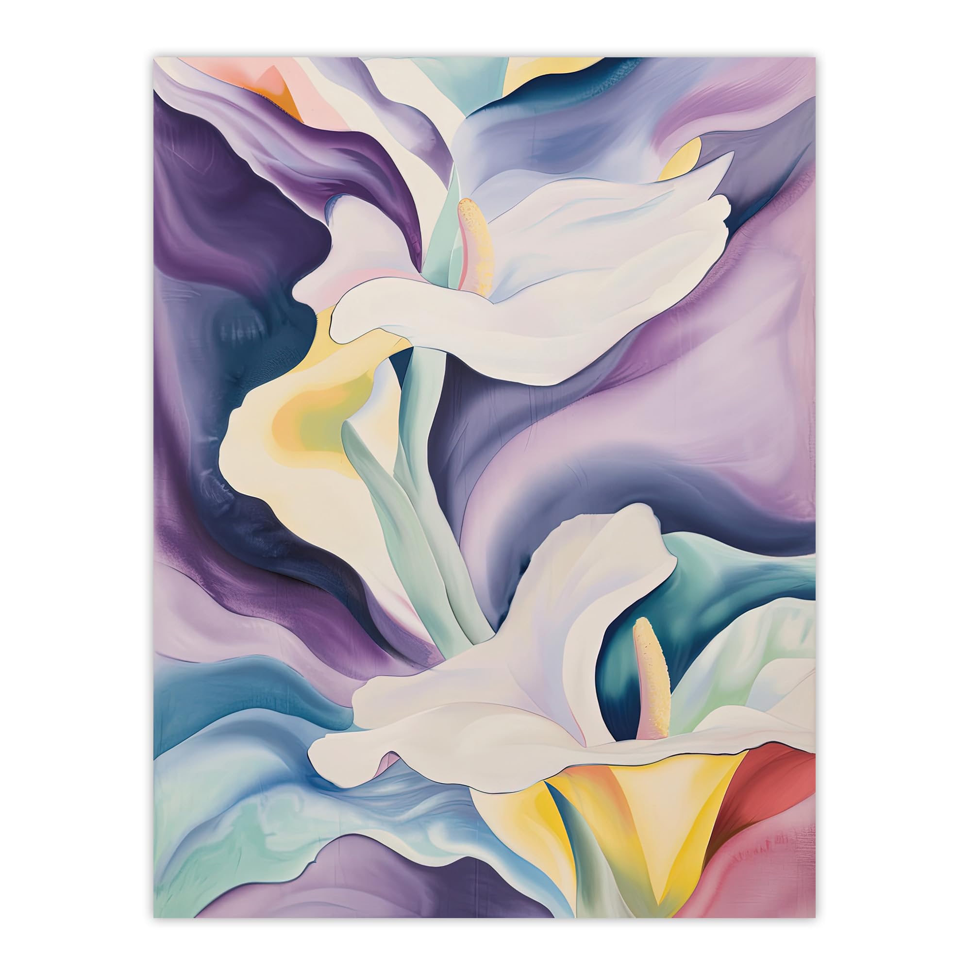 Artery8 Abstract Calla Lily Watercolour Painting Poster - Purple - W24 inch x H32 inch