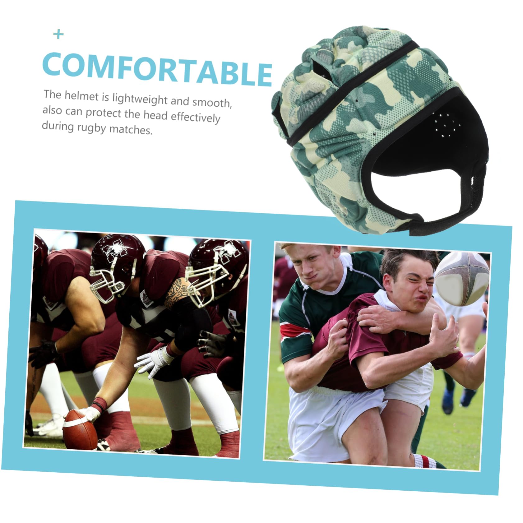 GALPADA cappello ragazzo caschi protettivi copricapo sportivo adulto comodo guardia hat rugby Camuffare berretto di mischia casco da portiere copricapo per il calcio spugna
