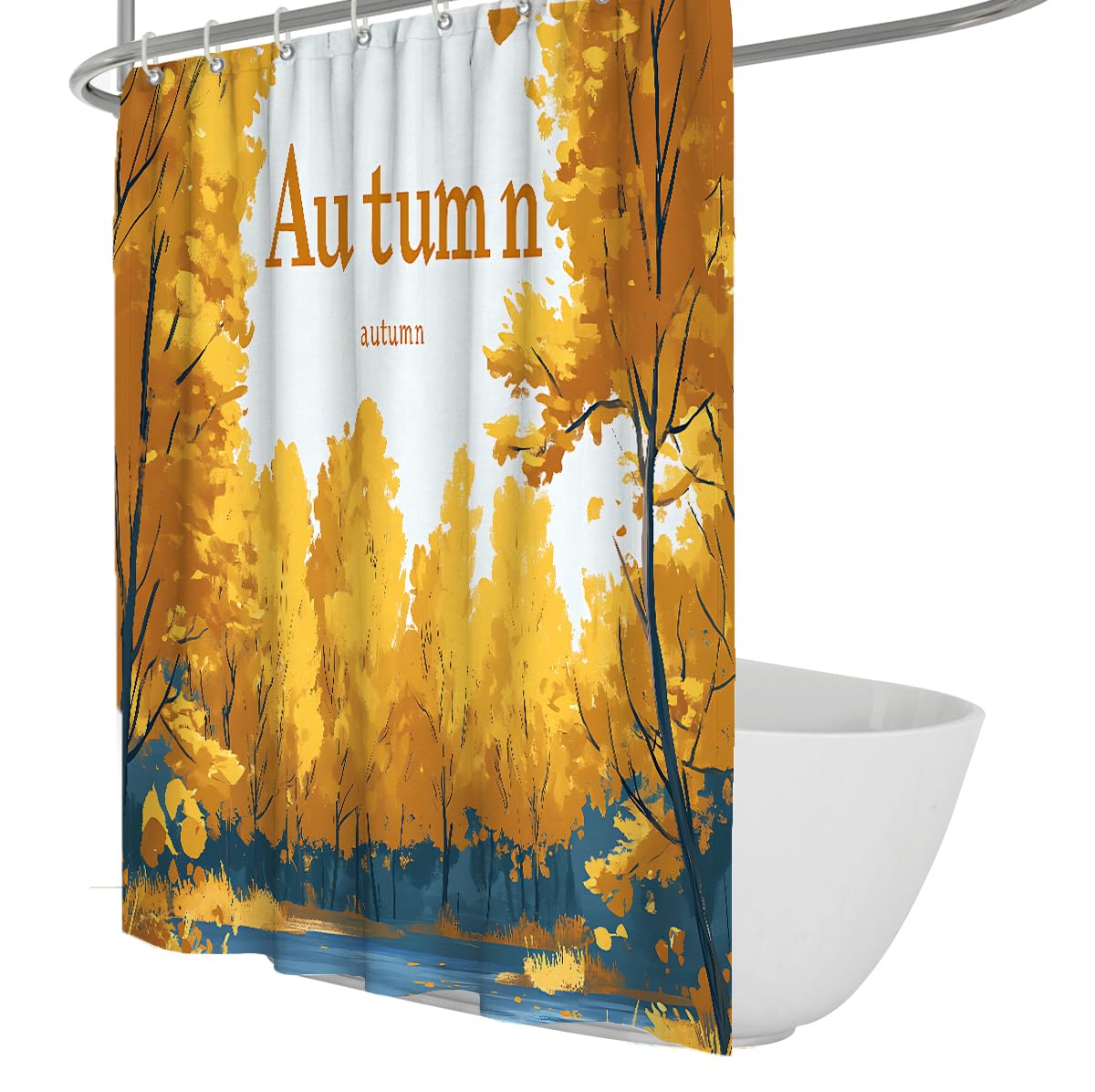 Goldener Herbstwald Ausblick Duschvorhang W120xL200 cm