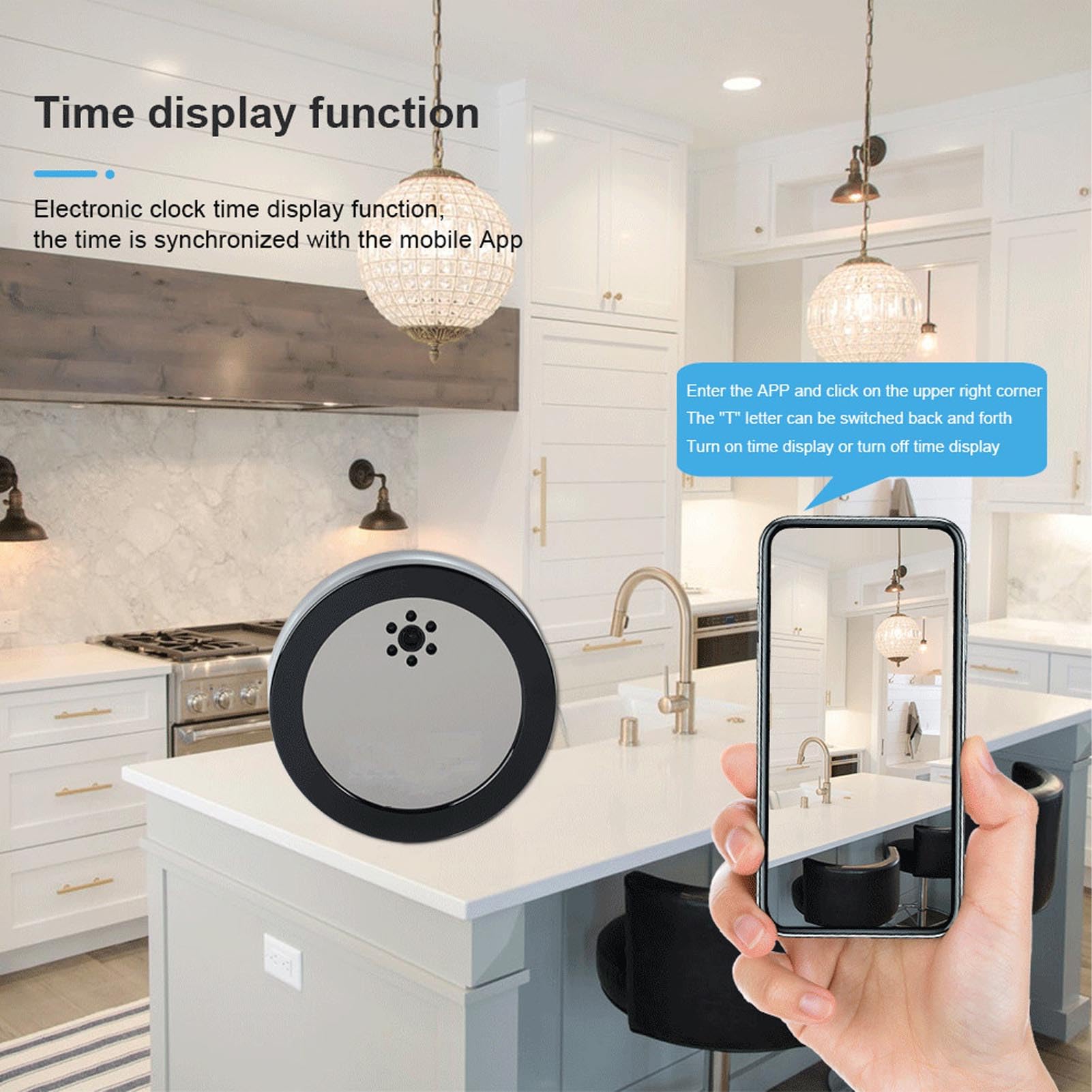 Reloj con Cámara Oculta, Cámara de Seguridad 1080P con Intercomunicador Remoto de 2 Vías, Visión Nocturna HD, Enfoque Automático, Detección de Movimiento, Grabación en Bucle,