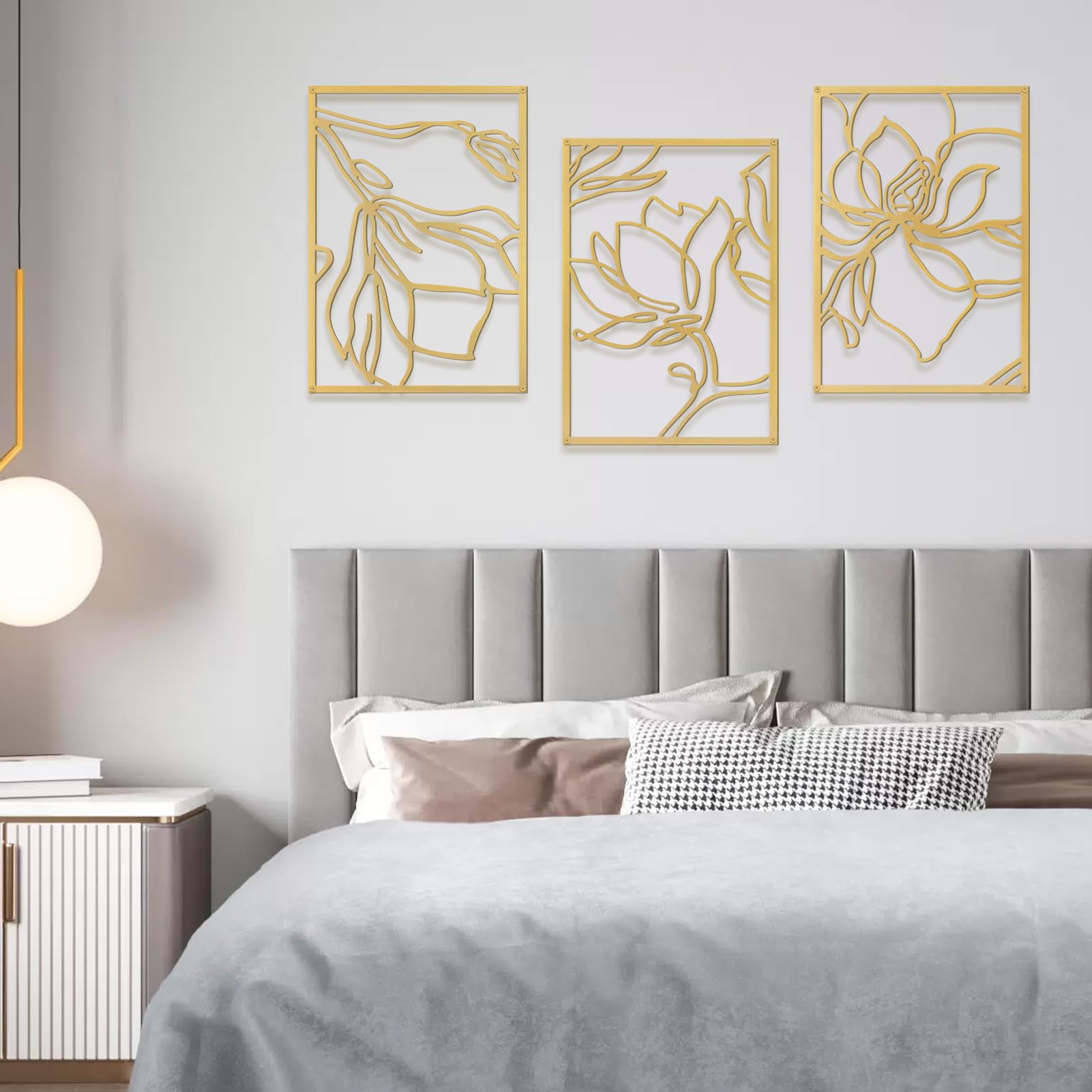 Decoración Pared de Metal Decoración Dormitorio Matrimonio,Decoracion Salon,Arte Abstracto,Mujer Negra Soltera,Loto Cuadros Encima de la Cama Esculturas de Pared de Baño