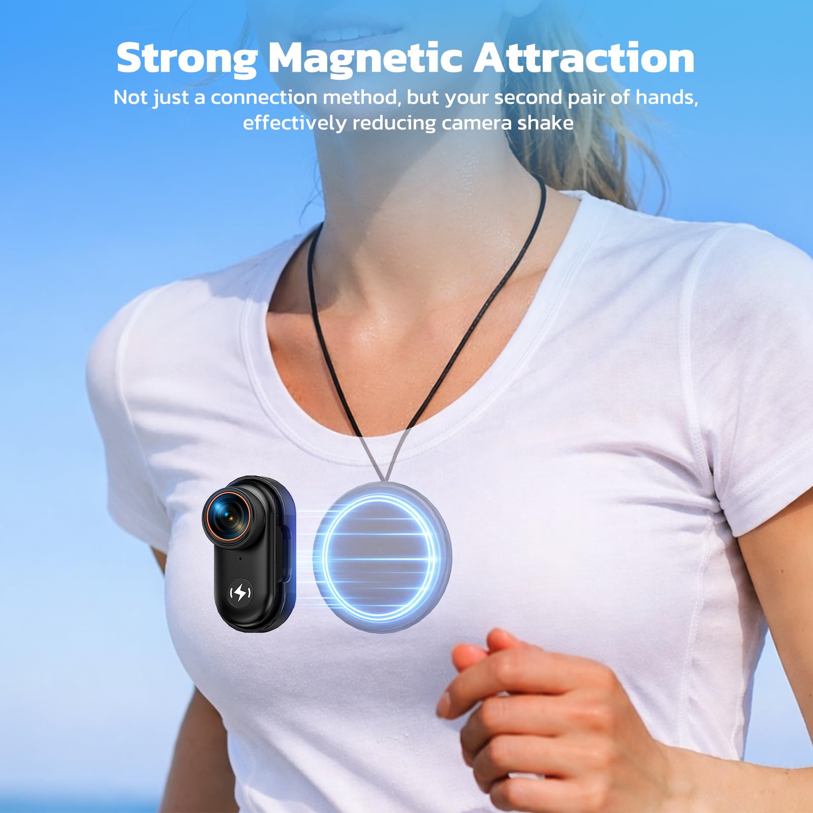 4K Mini Body Camera with 64GB Card, WiFi Thumb Action Camera with 1.47" Screen, Wearable POV Camera with Magnetic Mount, One-Click Hands-Free Portable Camcorder for TikTok/YouTube/Vlogging — view 7