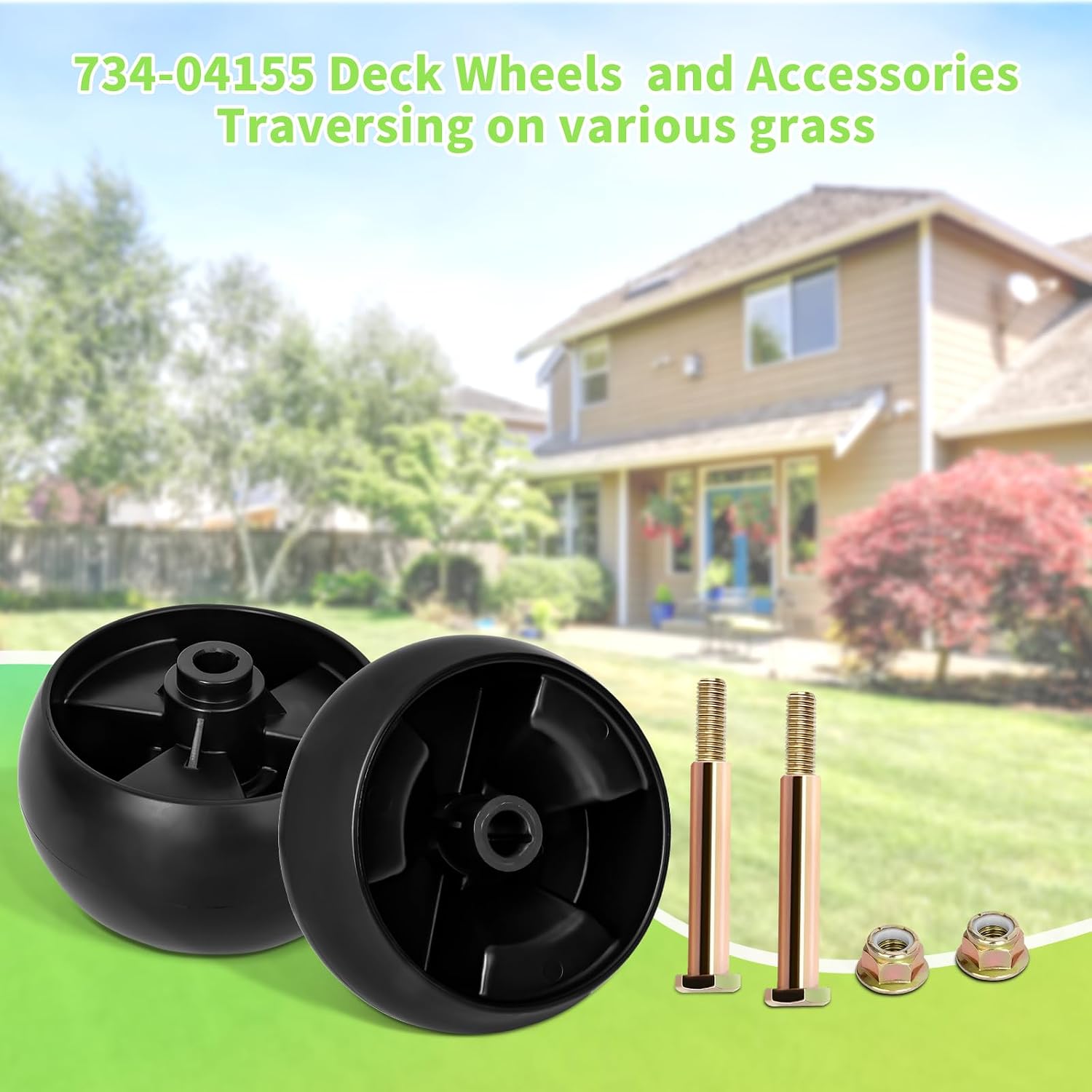 UP2WIN Replacement 734-04155 Deck Wheels, Deck Gauge Wheels Compatible with Cad Mower LTX1050 LTX1040 XT1 Enduro Riding, Craftsman LT2000 LT2500 42" 46" 50" 54" Deck Lawn Mower, 2 Pack