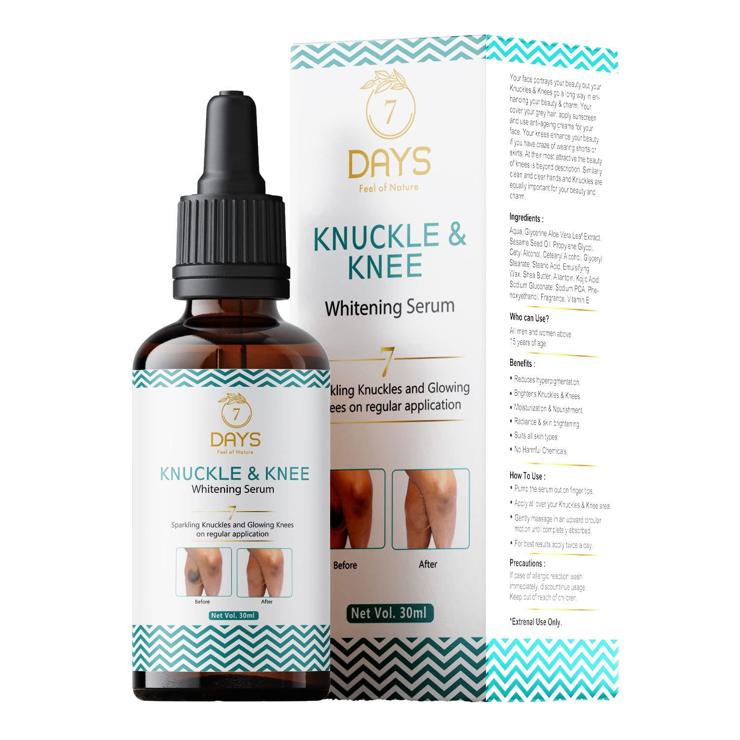 Pecas Skin Whitening Serum For Removing Dark Knuckles From Hand, Elbows and Knees 30 ml