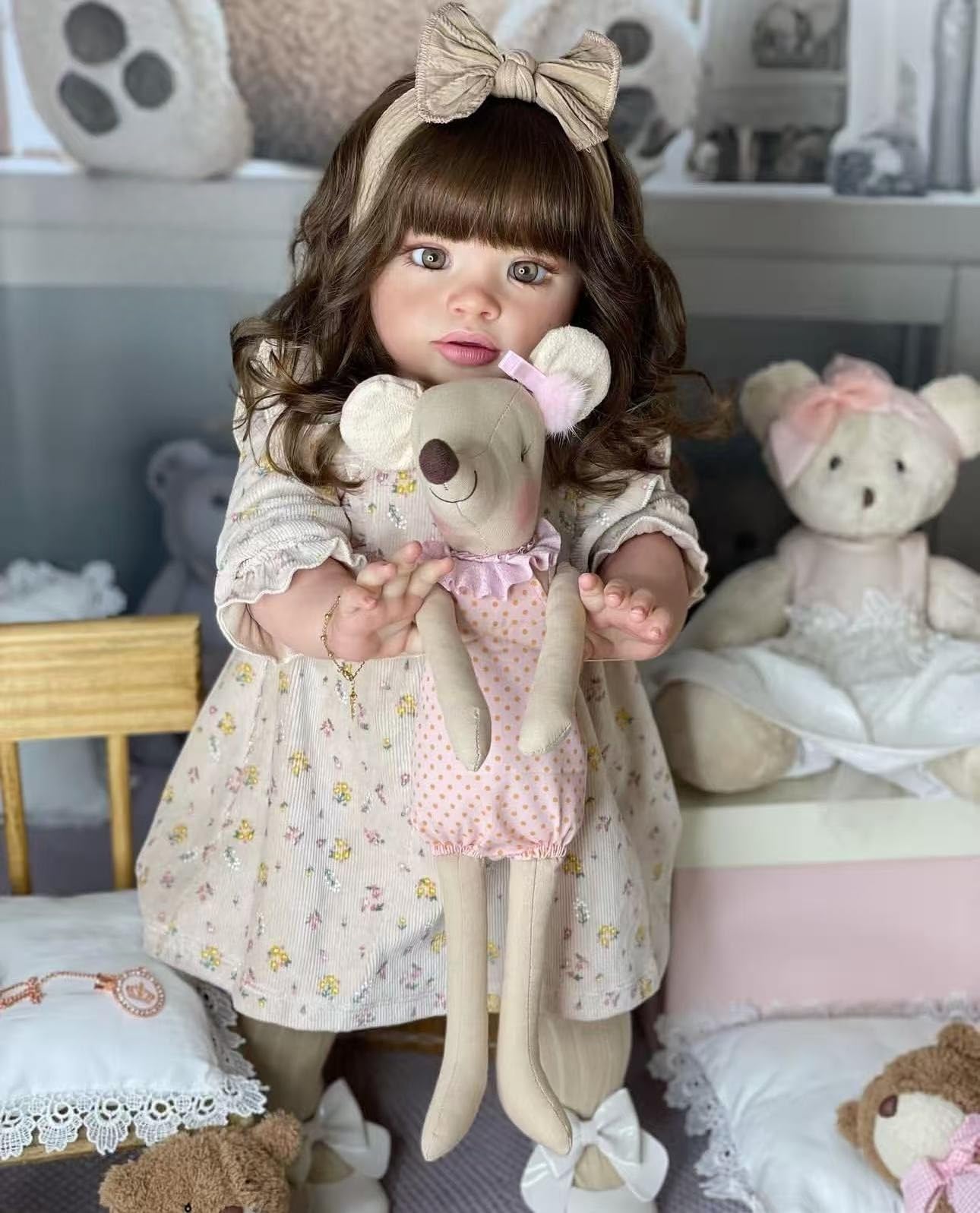 RXDOLL Duże lalki Reborn maluch Pippa 66 cali 66 cm Reborn Baby Dolls Open Eyes Realistyczne Reborn Baby Girl miękka tkanina winylowa ciało noworodka lalka lalka zabawka zestaw prezent dla dzieci w
