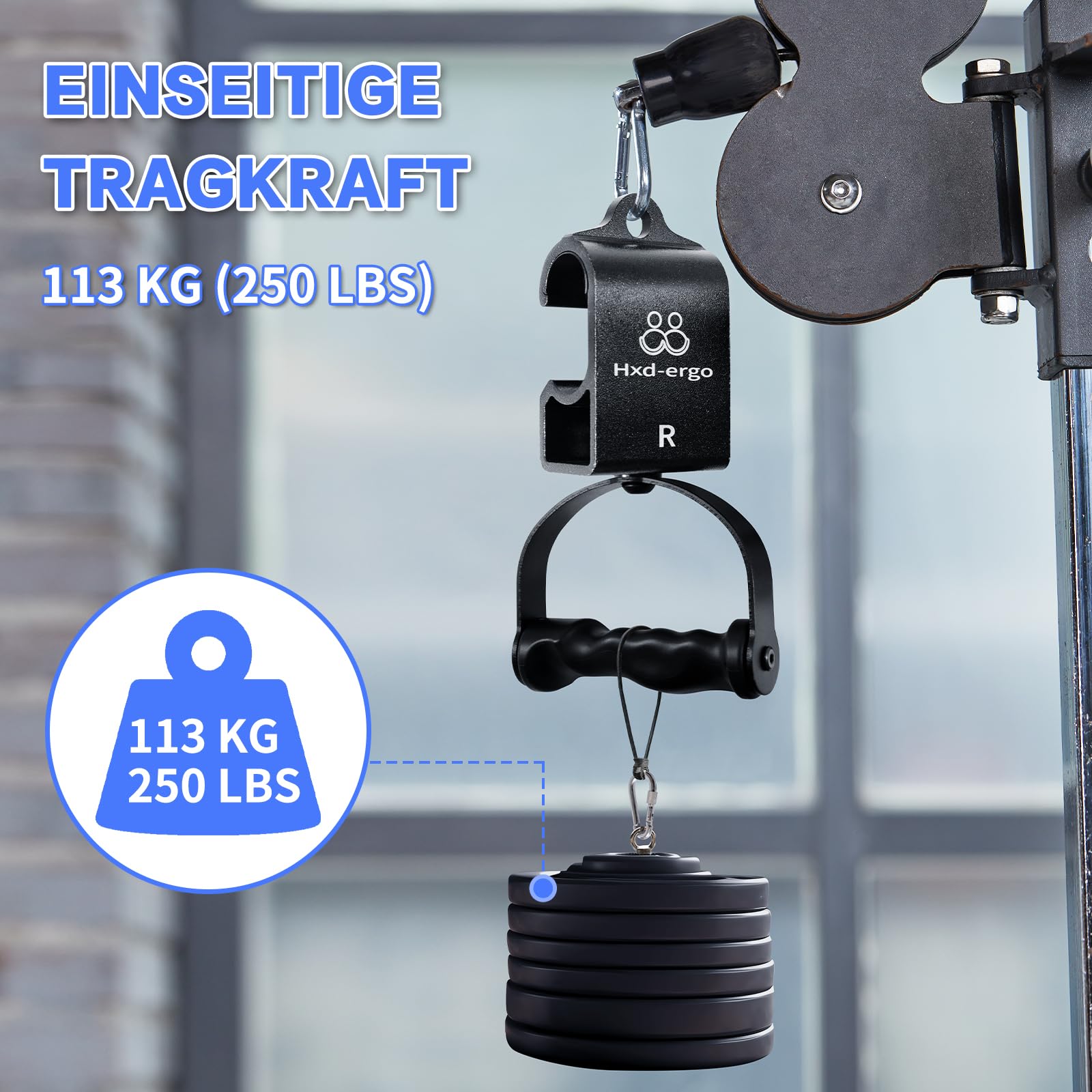 HXD-ERGO LAT Pulldown Stange für Kabelmaschine Einhandgriff Doppel D Griff T-Stange V-Bar-Kabelbefestigung Bizeps-Curl-Trizeps Rückenkraft Trainingsgriff
